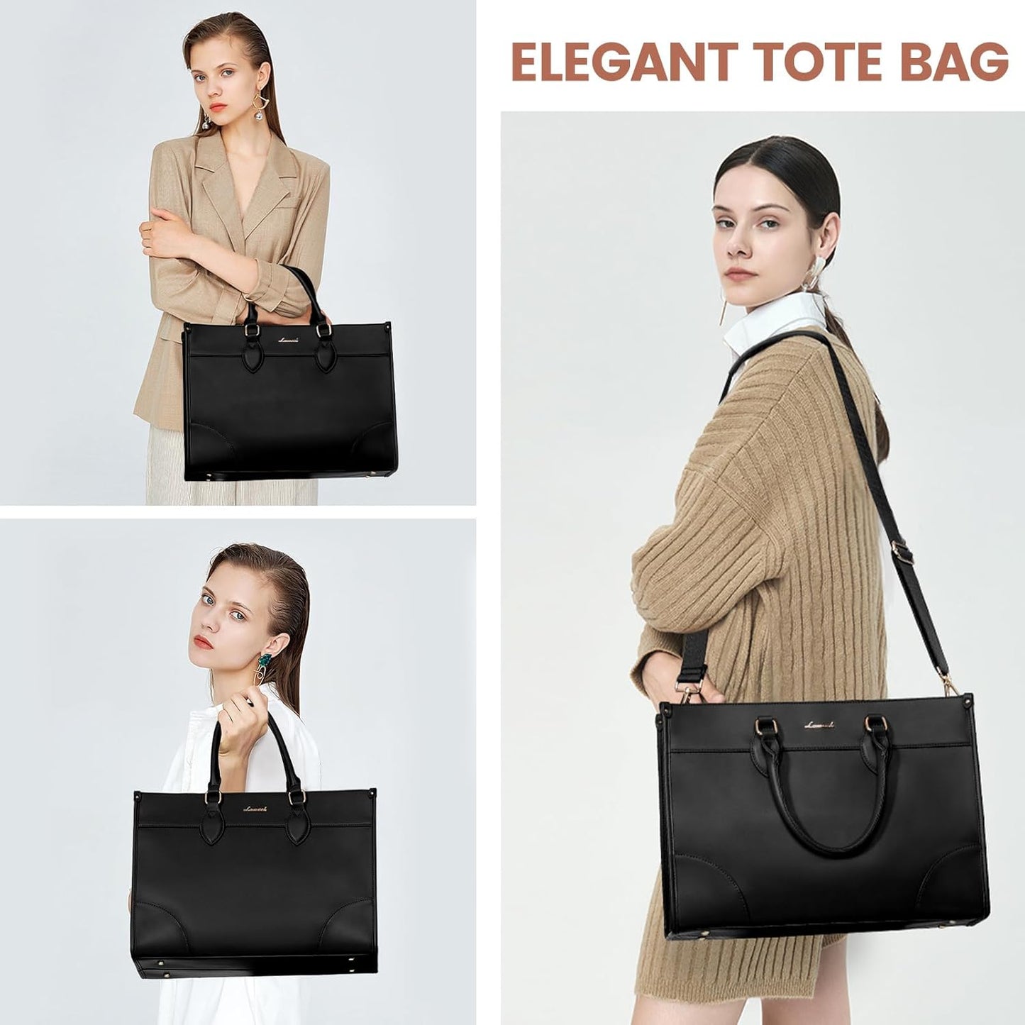 LOVEVOOK Laptop Bag for Women 15.6 lnch,Waterproof Laptops Tote Bags for Womens,Professional Work Bags for Women with Cup Holder,Large Laptop Purse Computer Briefcase Office Teacher Clutch Bag,2 PCS