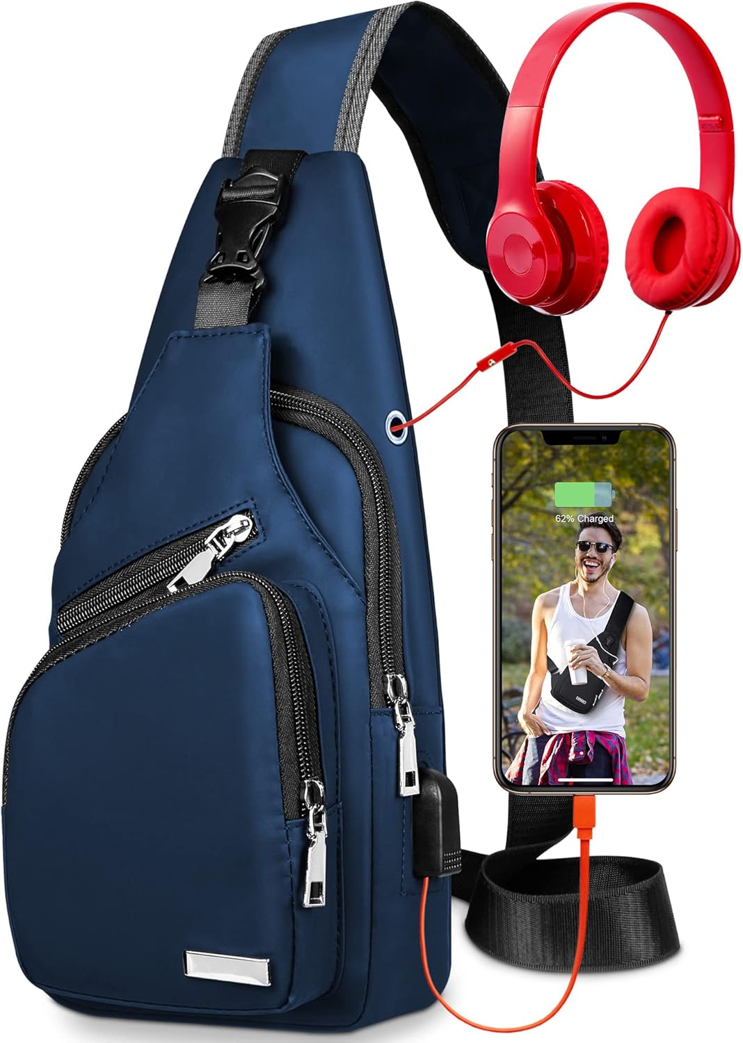 Waterproof Sling Bag Crossbody Backpack for Men Women Sling Backpack Hiking Daypack Multipurpose