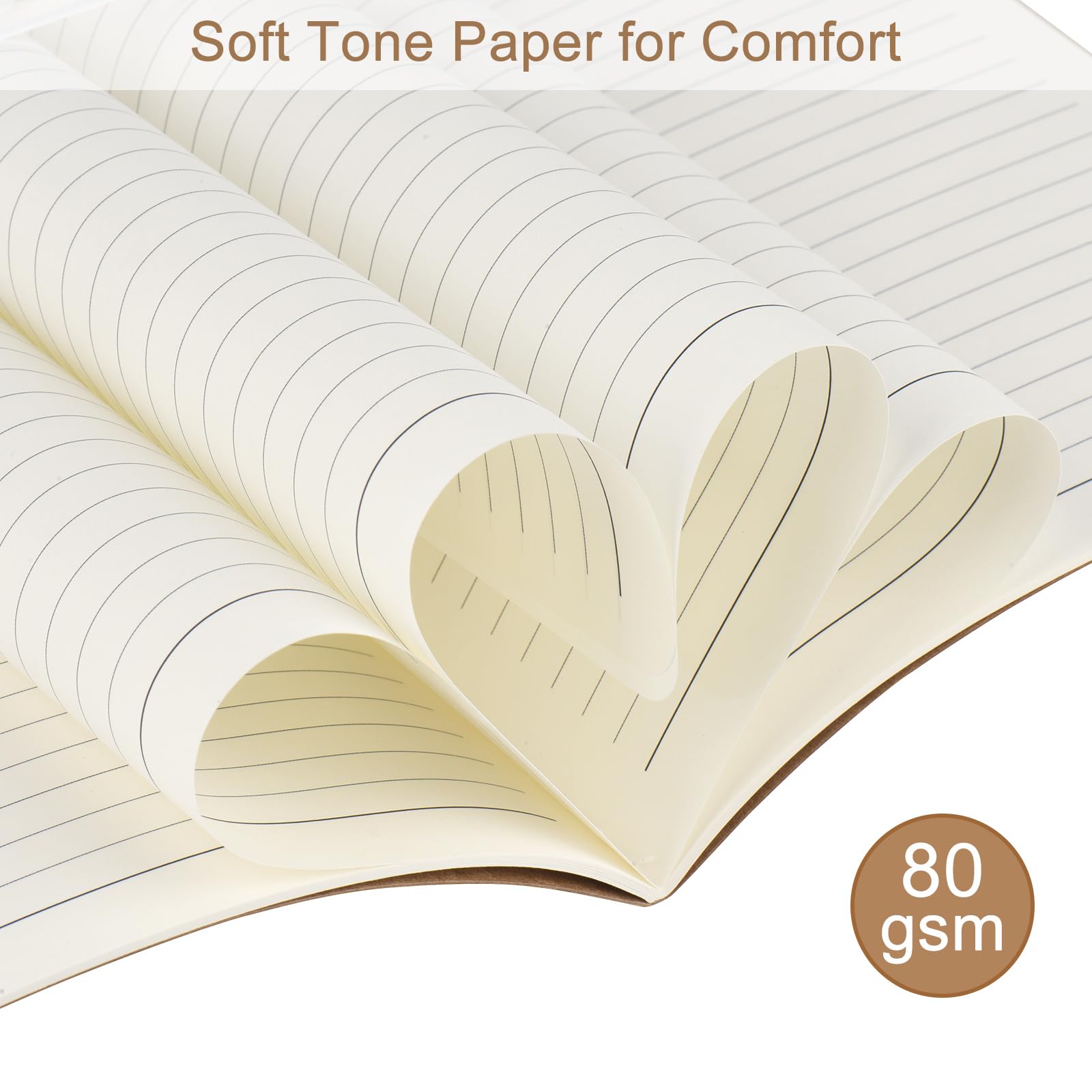 ZCZN 5 Pack A5 Kraft Notebooks Bulk, 8.15x5.5 Inches Lined Paper Journaling Notebooks, Notebooks