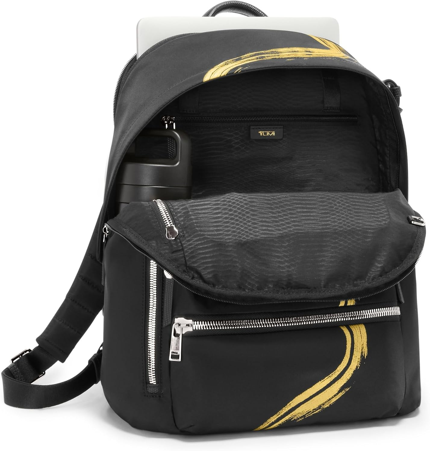 TUMI - Voyageur Halsey Backpack - Women's Lightweight Everyday and Travel Bag - 14.5" X 11.5" X 5.5" - Holds Up to 14" Screen - Gold Brush Stroke