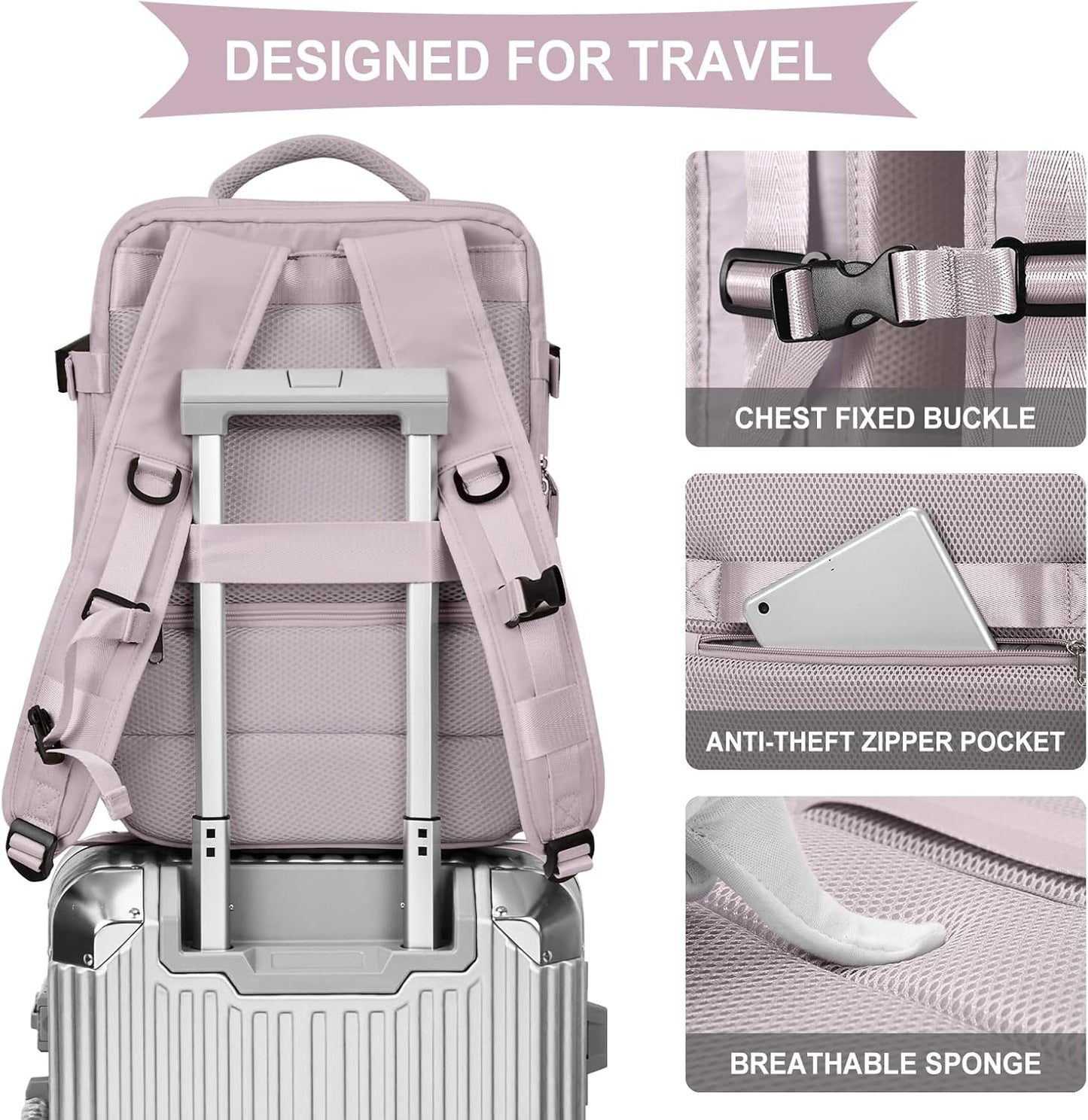 WONHOX Large Travel Backpack Carry on Flight Approved Laptop Work Business Backpack for Women Men Mochila de Viaje