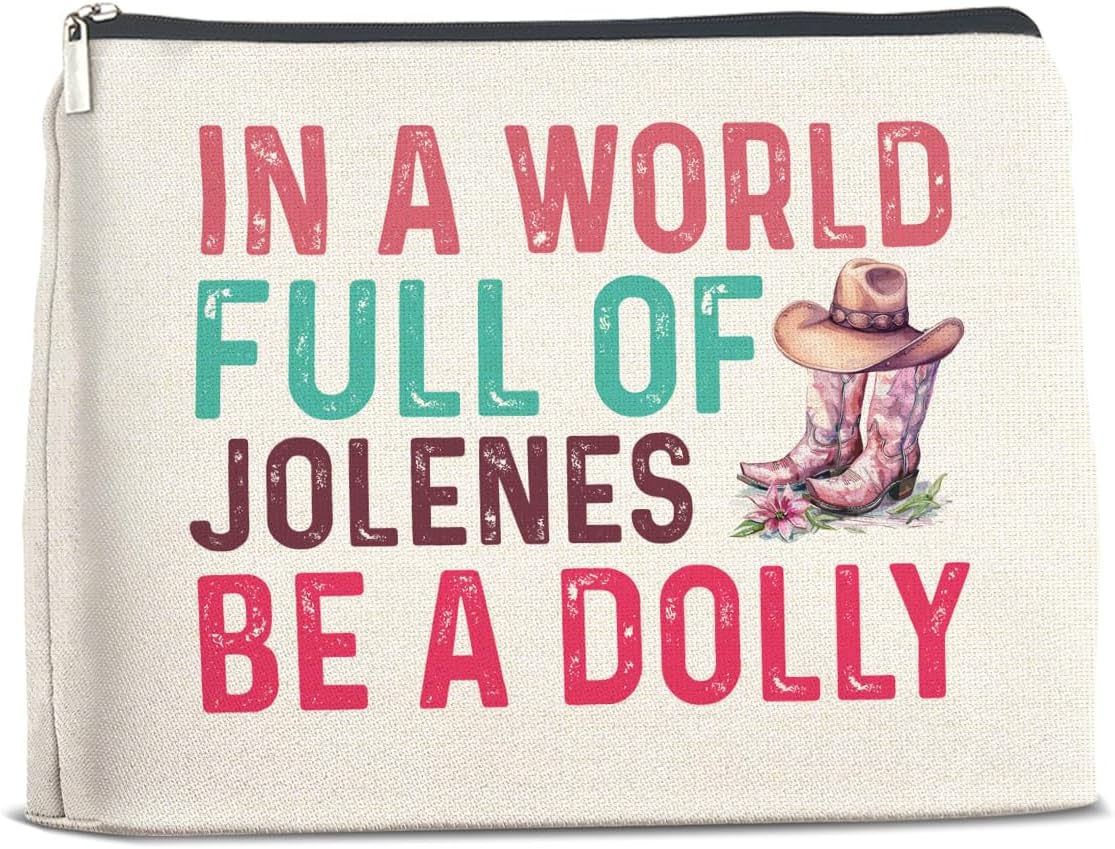 Country Music Lover Gifts Makeup Bag Western Dolly Fans Gifts for Women Sister Friends, in a World