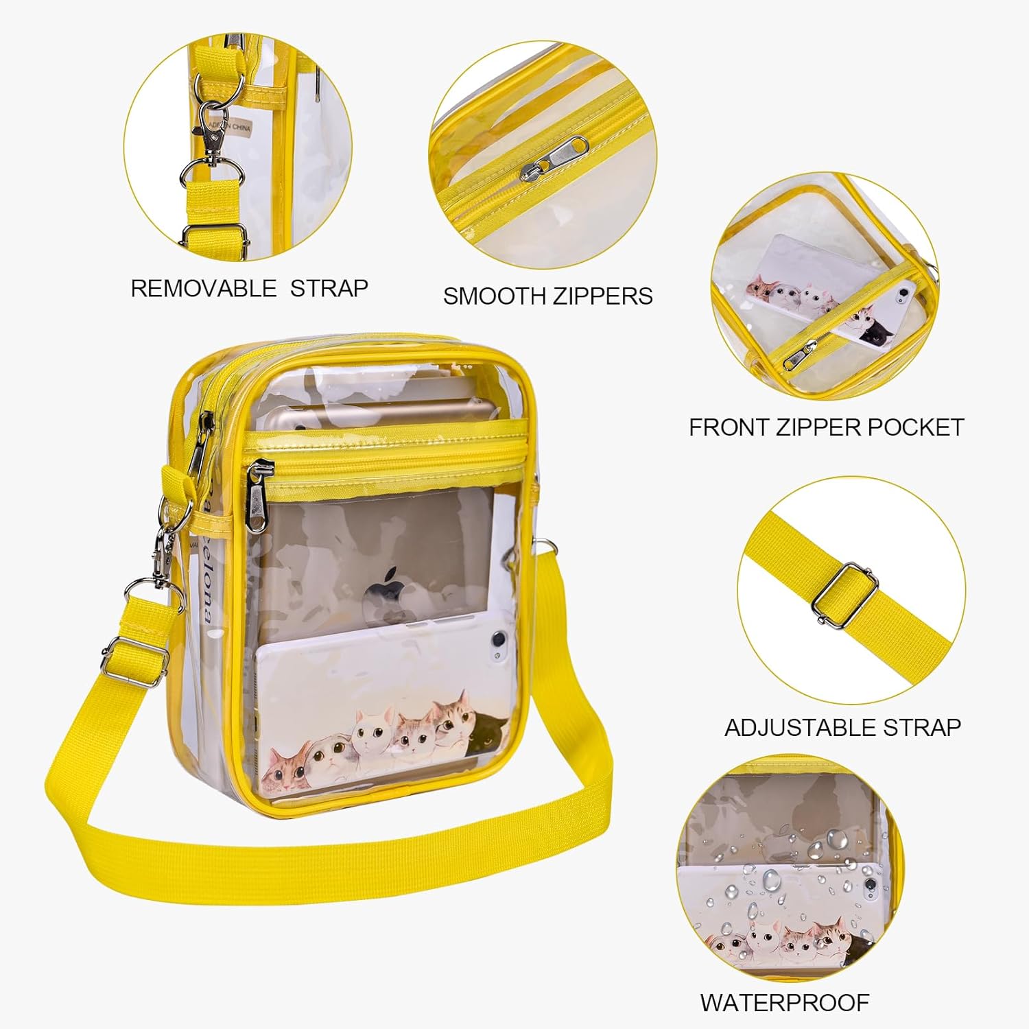 USPECLARE Clear Purse Stadium Transparent Messenger Bag Stadium Approved for Men and Women Clear
