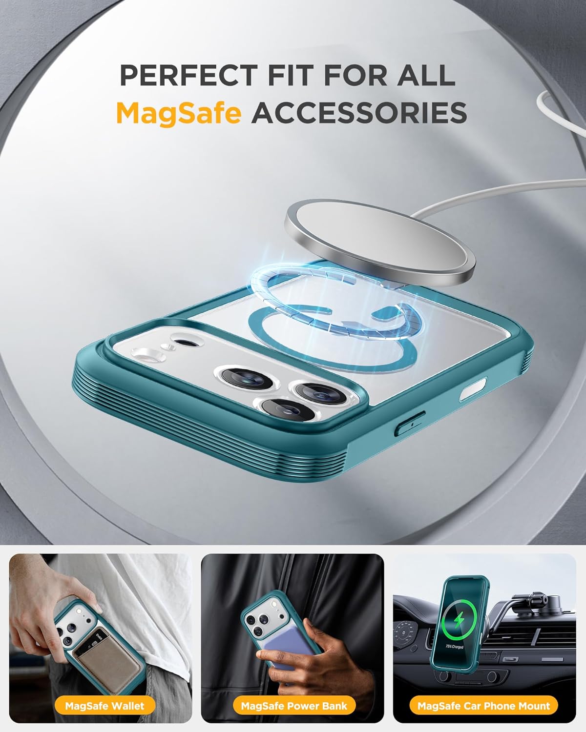 Miracase for iPhone 17 Pro Max Case 6.9" Full-Body Phone Case with Built-in Glass Screen Protector& Full Camera Protector,[Magnetic with MagSafe] Drop Proof 17 ProMax Cover, Green