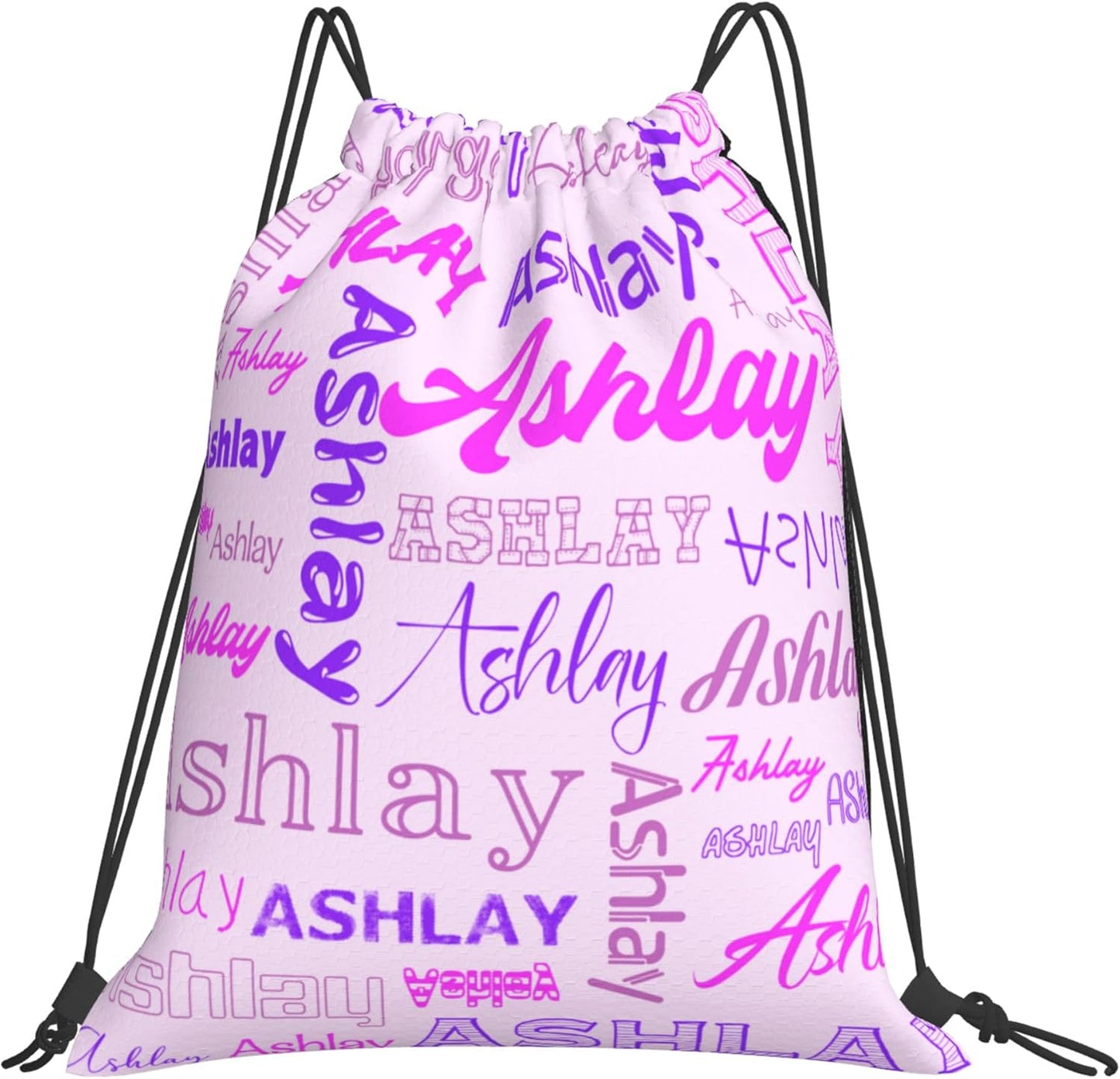 Personalized Drawstring Bag with Your Name Drawstring Backpack for Men Women Small Gym Beach Shopping Sport Yoga Bag (Custom Name-16)