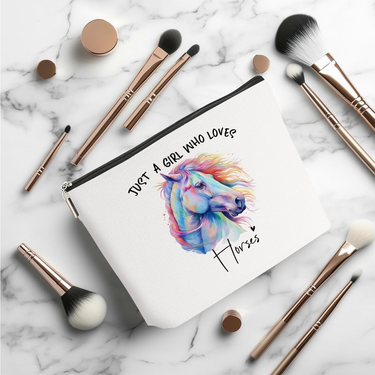 Horse Gifts for Women Makeup Bag, Horse Stuff Cosmetic Bag Travel Organizer Bags Makeup Pouch, Christmas Birthday Animal Lovers Gifts for Horse Lovers Women Girls Friends