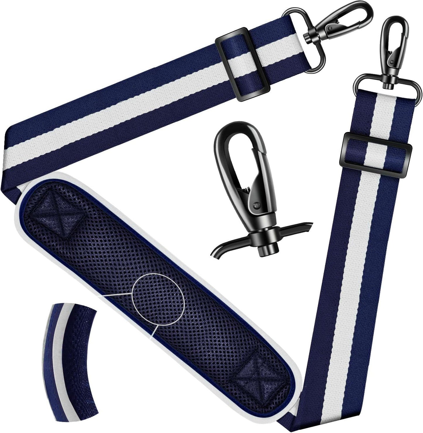 ZINZ Shoulder Strap - 59 Inch Universal Heavy-duty Adjustable Strap with Ultra-thick Fixed Breathable Pad for Laptop, Crossbody, Gym, Camera Bag and More - Stripe-BuWBu