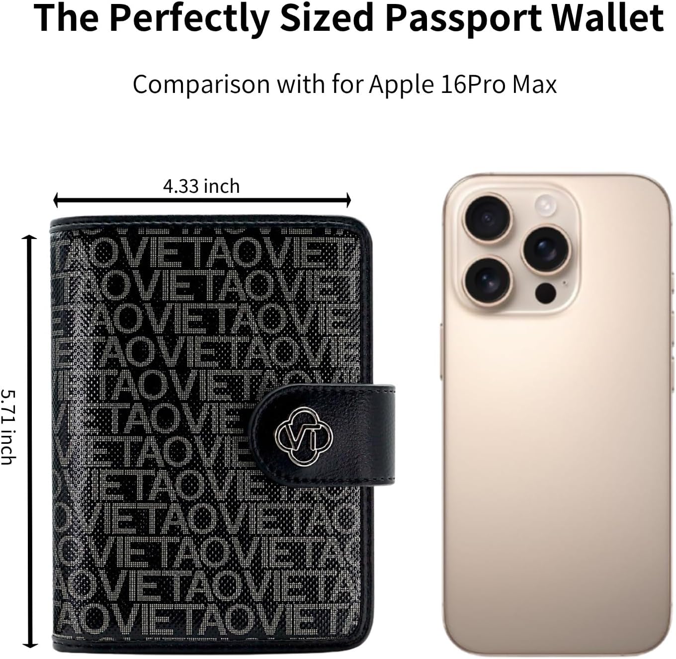 RFID Blocking Leather Passport Holder for Travel, Airtag Passport Wallet for Men and Women, Cards, Passport, Tickets, Cash, Photo and Sim Card Pen Slot (Black)