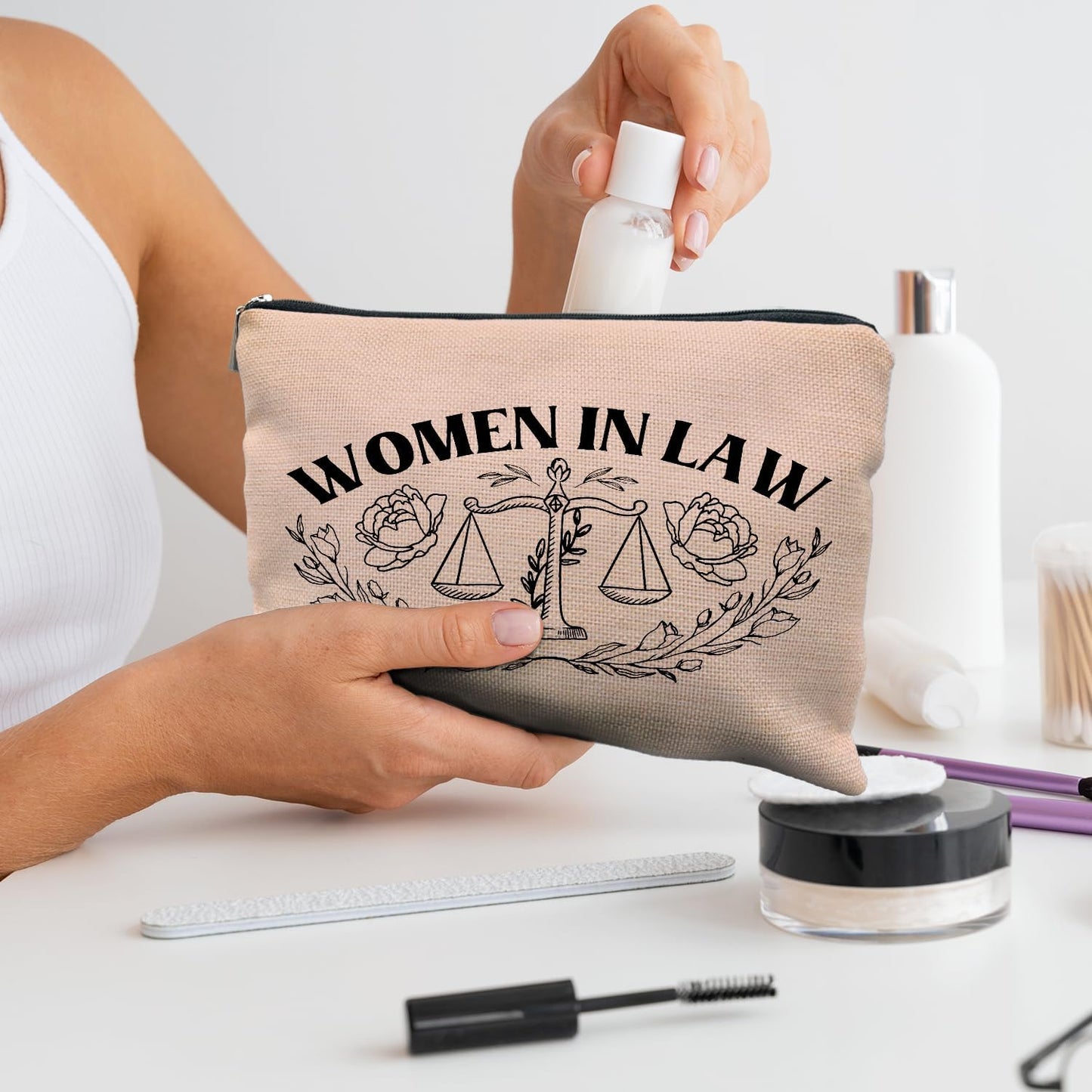 Lawyer Gifts for Women - Law Graduation & Future Lawyer Gift Set, Women in Law Cosmetic Bags Makeup Pouch (Pink)