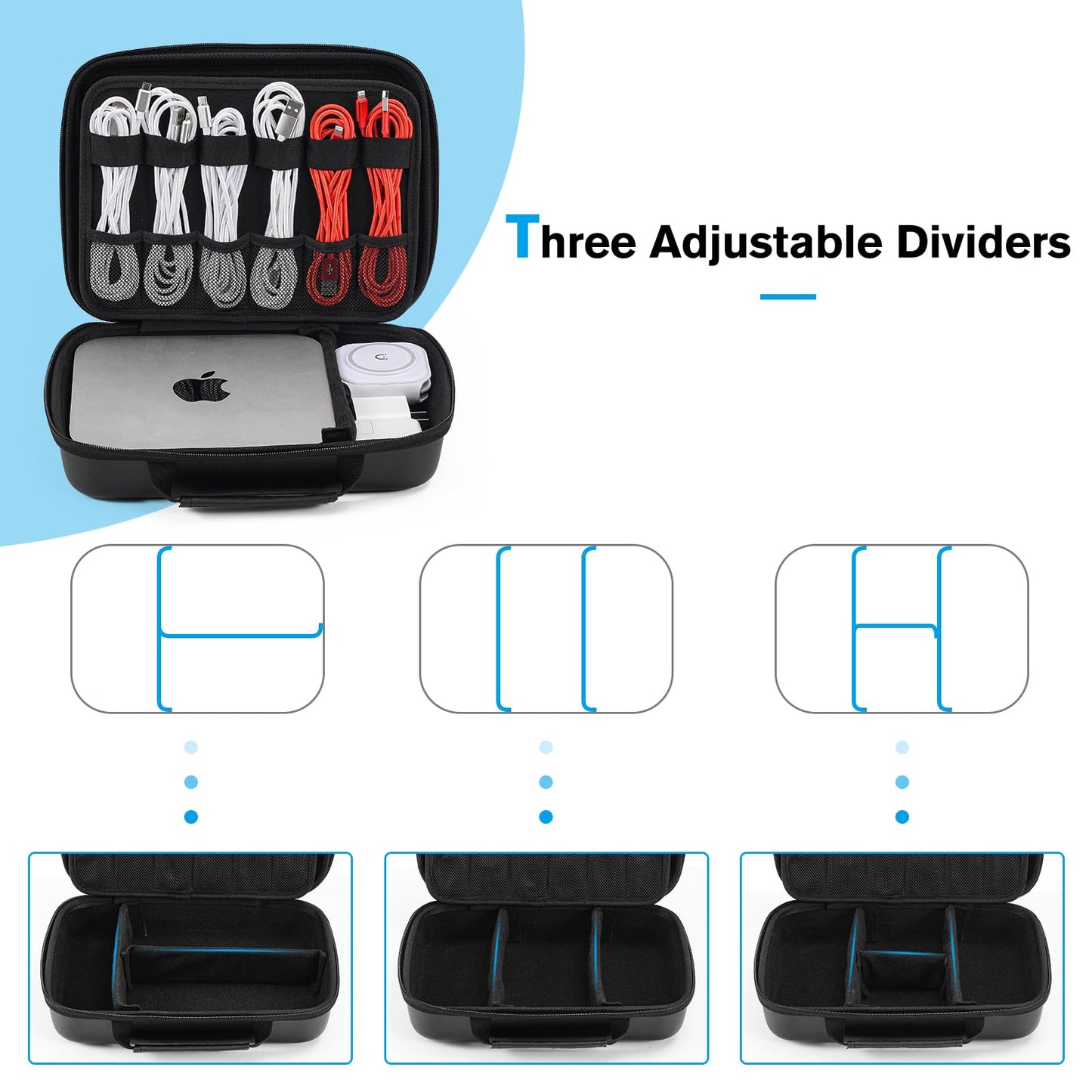 ProCase Hard Travel Electronic Organizer Case for MacBook Power Adapter Chargers Cables Power Bank