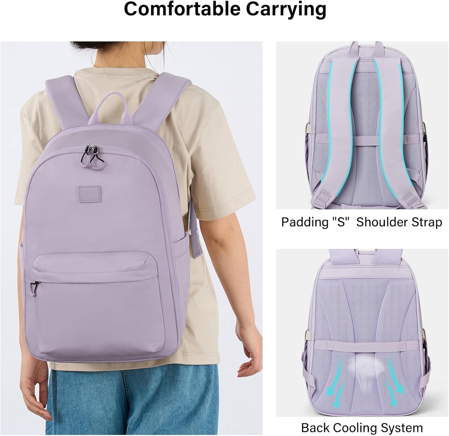Hanke Expandable Travel Backpack for Women Men, 30L Carry On Backpack Flight Approved, Water Resistant Personal Item Travel Bag Fits 15.6 Inch, Dry & Wet Pocket Weekender Daypack, Taro Purple