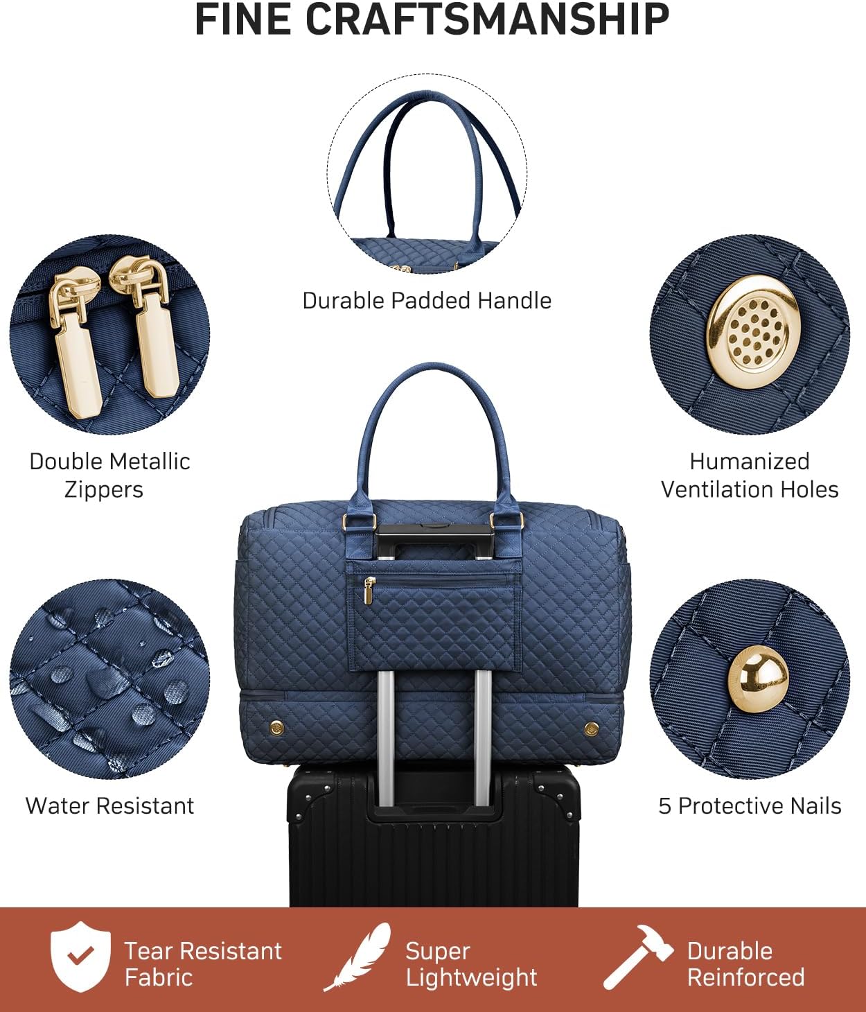 Travel Duffle Bag, Weekender Bags for Women with Shoe Compartment, Overnight Bag with Toiletry Bag, Carry On Duffel Bags For Airplanes, Yoga Gym Duffel Bag, Navy