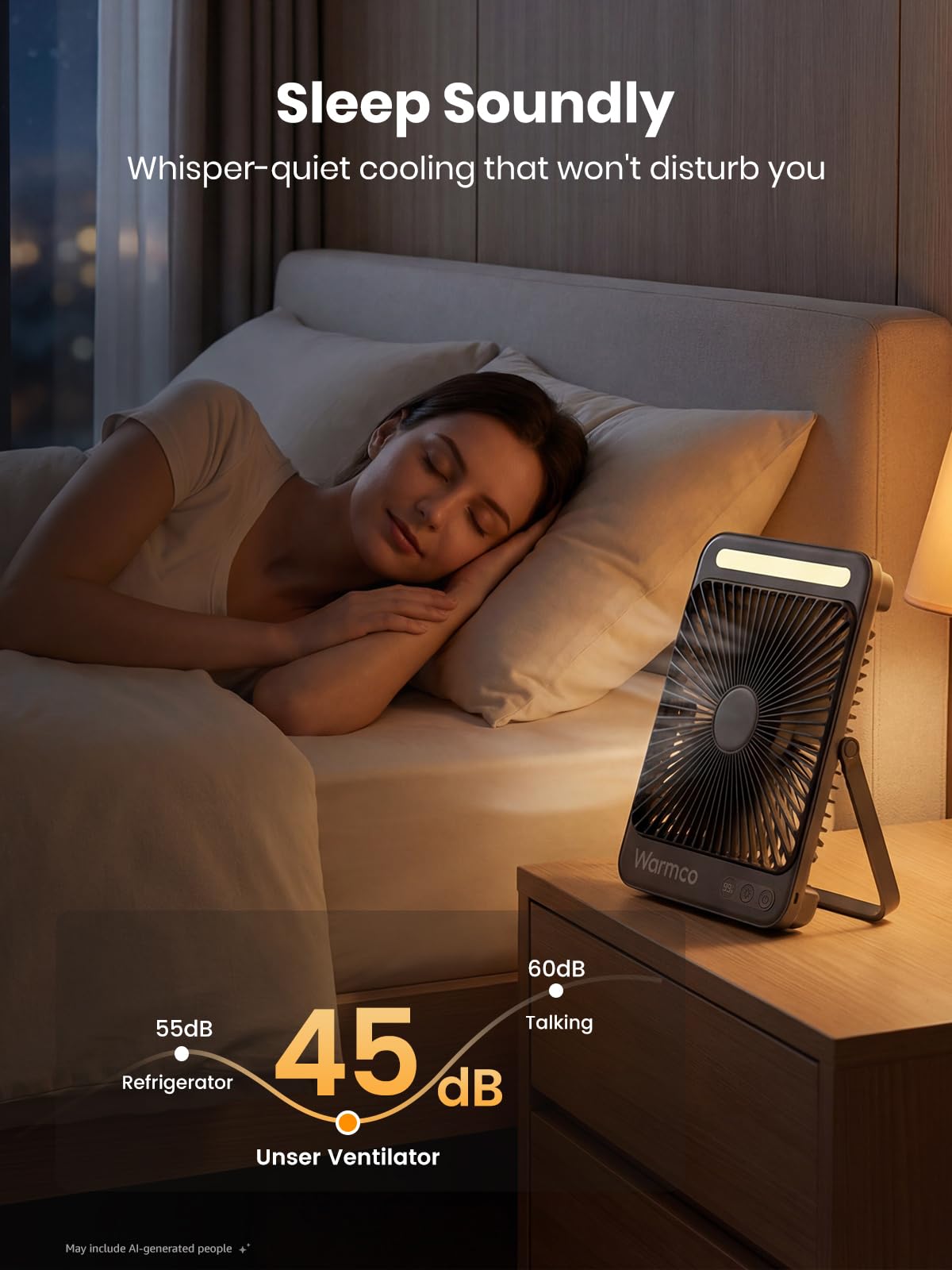 Warmco D4 Battery Powered Camping Fan 20000mAh, LED Lantern