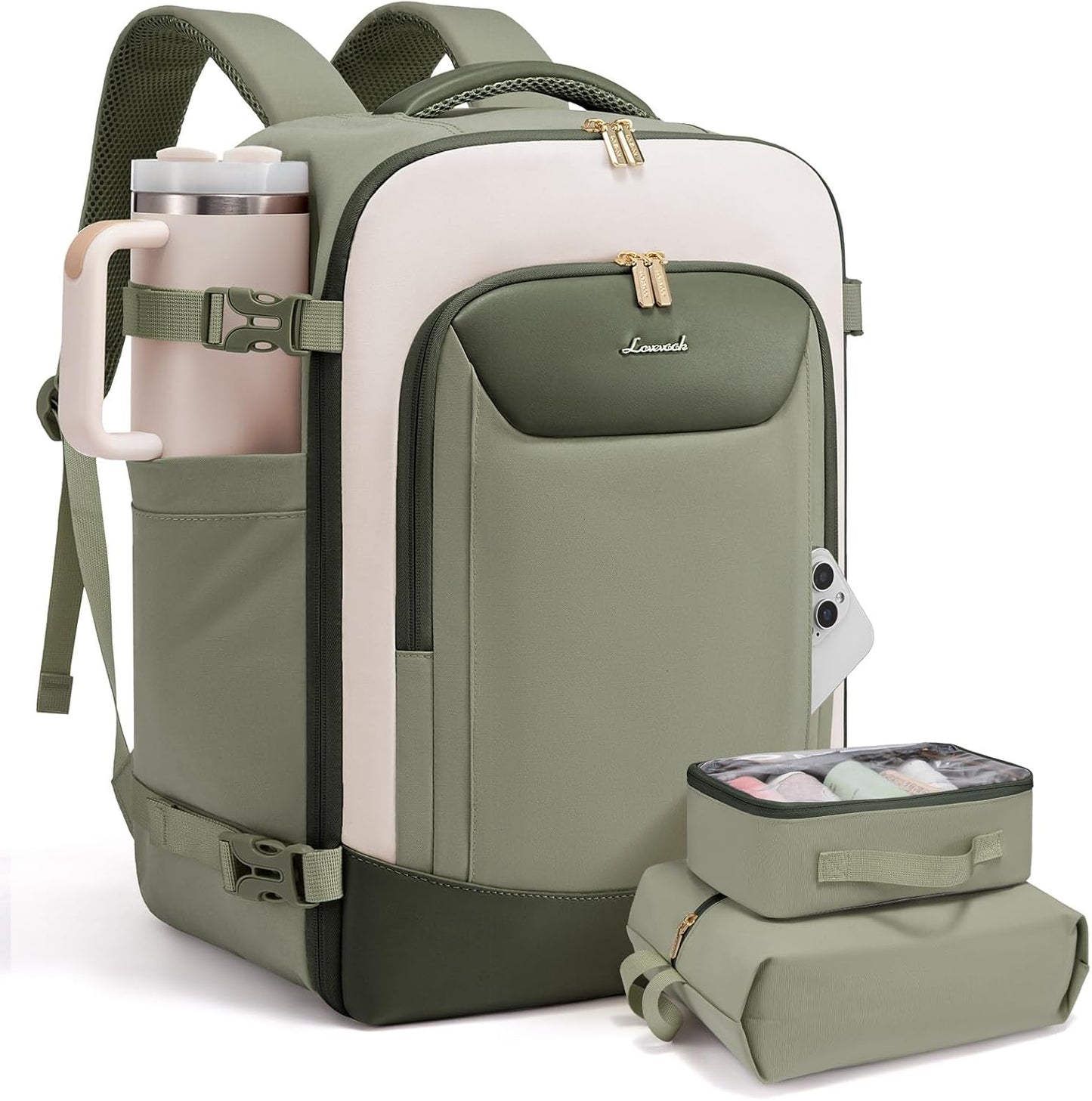 LOVEVOOK 40L Travel Backpack for Women Men, Large Carry on Backpack for Airplanes TSA Personal Item Travel Bag fits 15.6" Laptop, Waterproof Weekender Essentials Airline Approved with 2 Packing Cubes