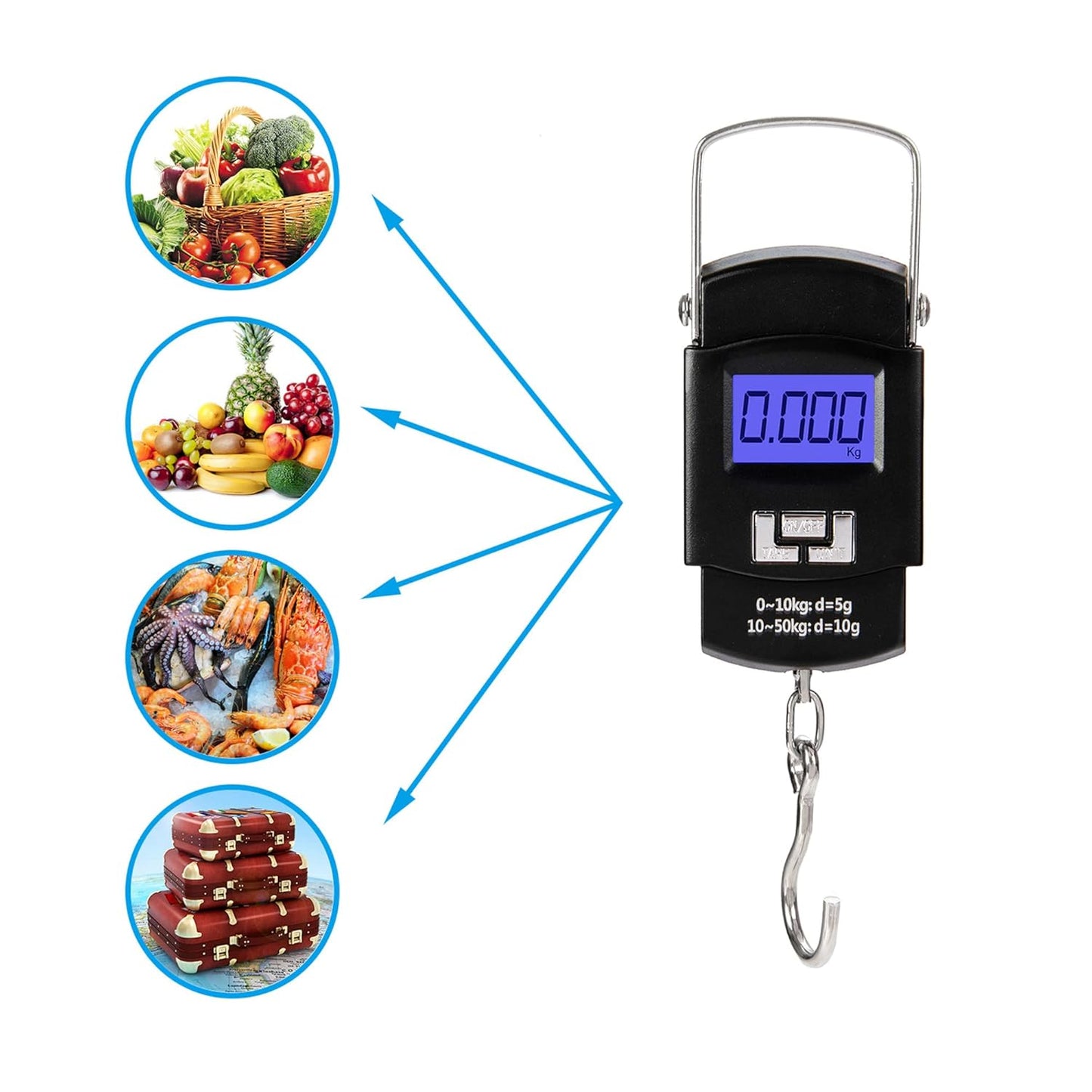 Portable Luggage Scale 50kg/110lb Electronic Digital Suitcase Weight Scale Travel Bag Hanging Weighing Scale