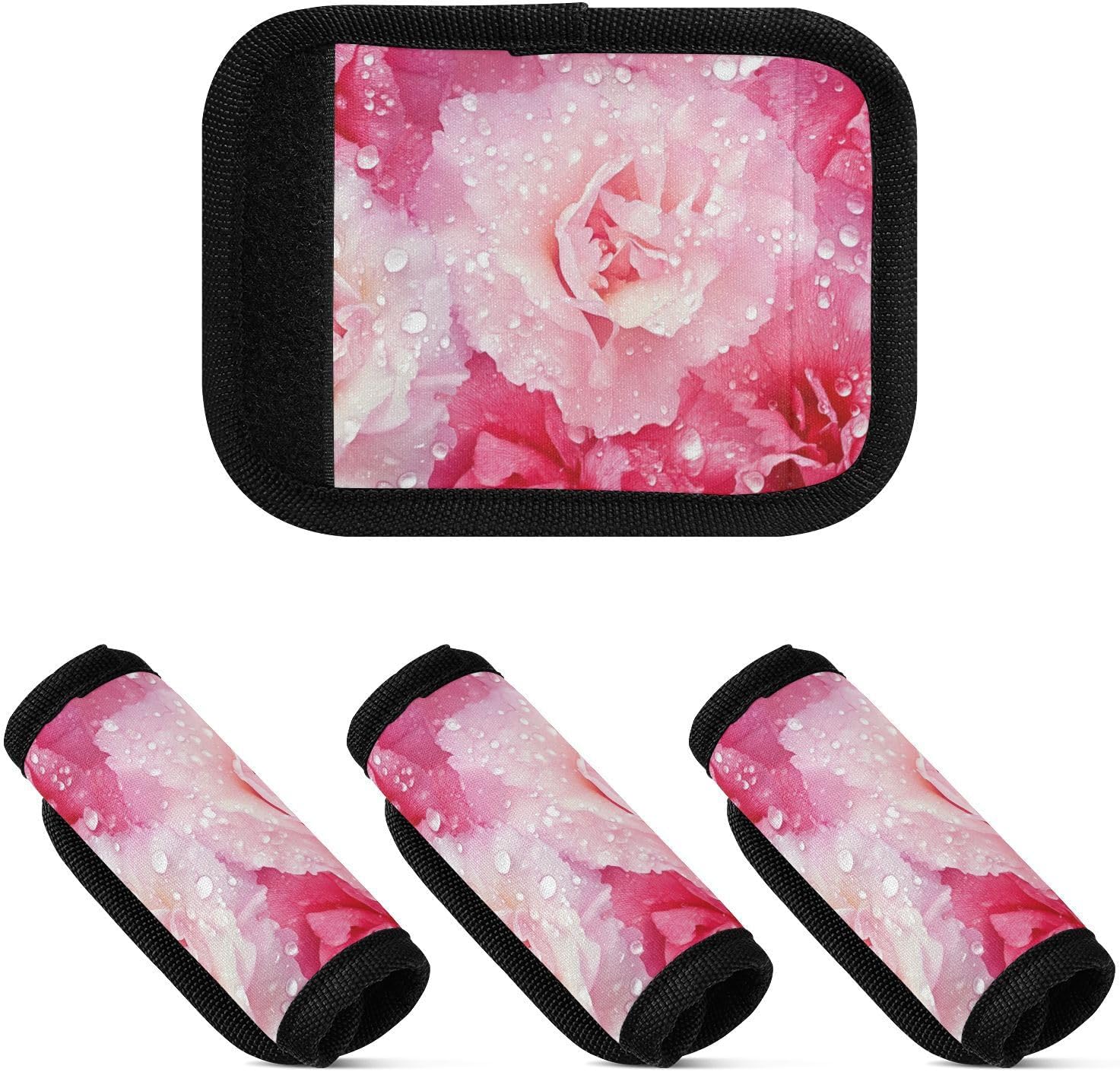 White Carnation 4 Pack Luggage Handle Wraps Covers for Suitcase Identifiers Bag Tags Travel