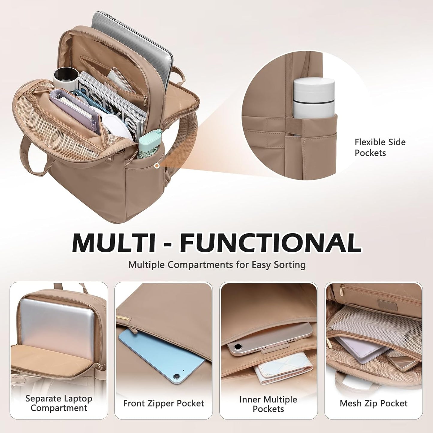 Slim Laptop Backpack for Women, Lightweight Business Backpack for Women Computer Bag Purse for