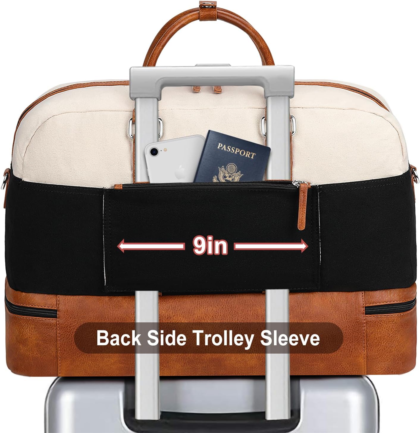 Weekender Bag for Women, Large Overnight Bag Canvas Travel Duffel Bag Carry On Tote with Shoe Compartment 21" 3Pcs Set