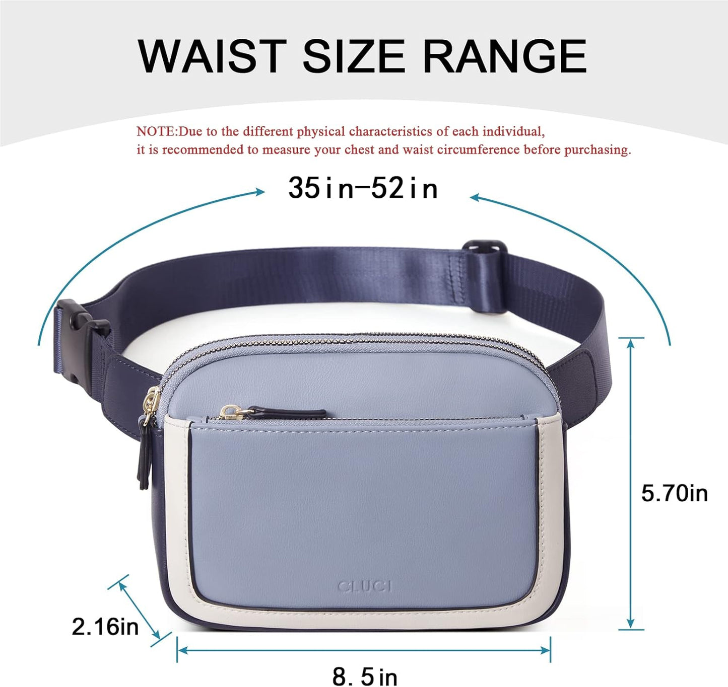 CLUCI Belt Bag for Women, Mini Everywhere Crossbody Waist Bag Adjustable Strap, Vegan Leather Women's Fanny Pack