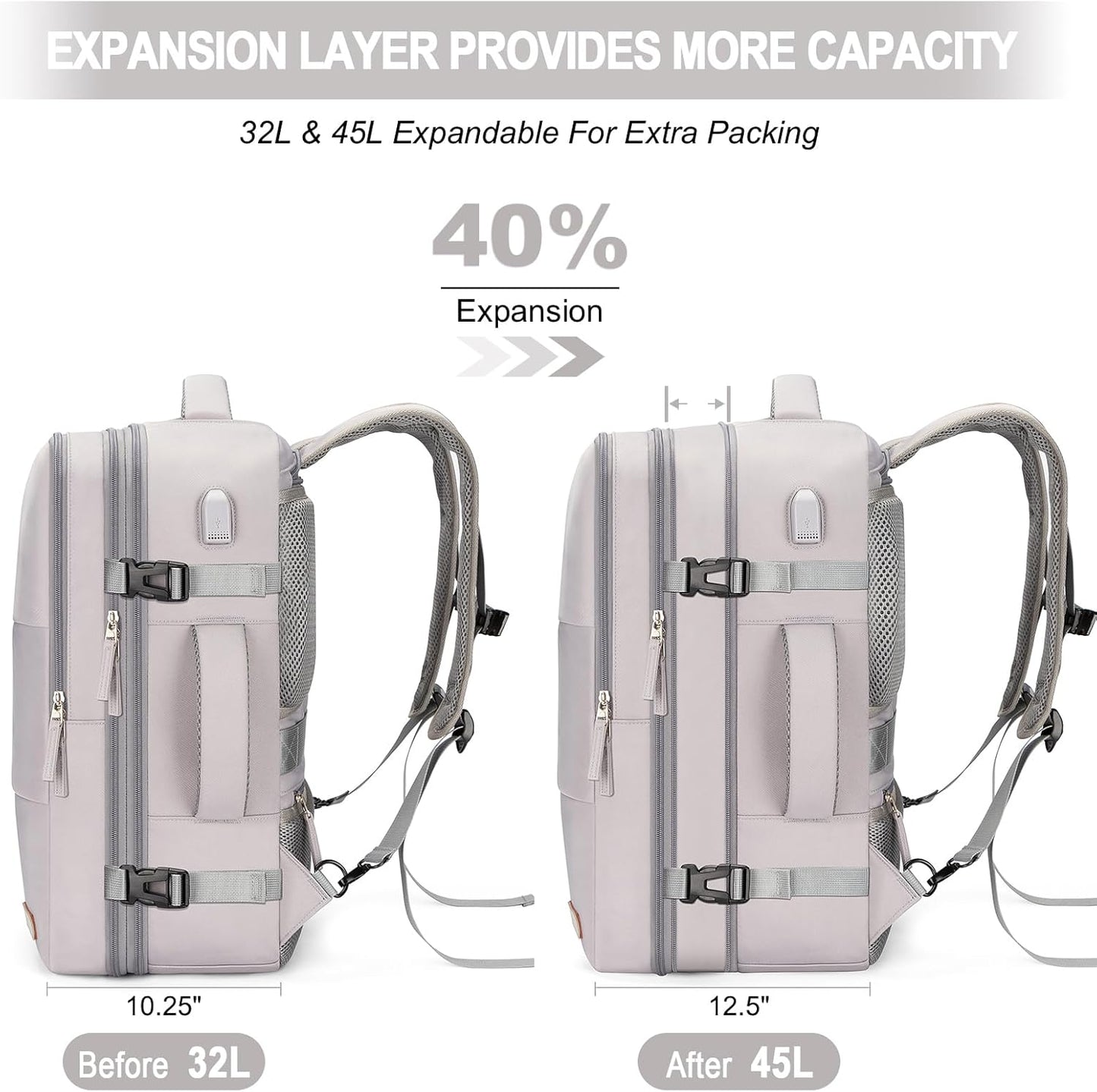 Carry On Backpack, 42L Flight Approved Travel Backpack for Men Women,Airline Approved Gym Backpack Waterproof Business Laptop Daypack Laptop Backpack,Casual Daypack for Business Weekend Hiking
