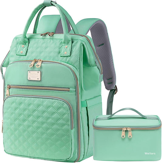 Weitars Lunch Backpack For Women,15.6 Inch Laptop Backpacks For Womens Back pack, Travel Backpacks,Work Backpack For Women (LightGreen)