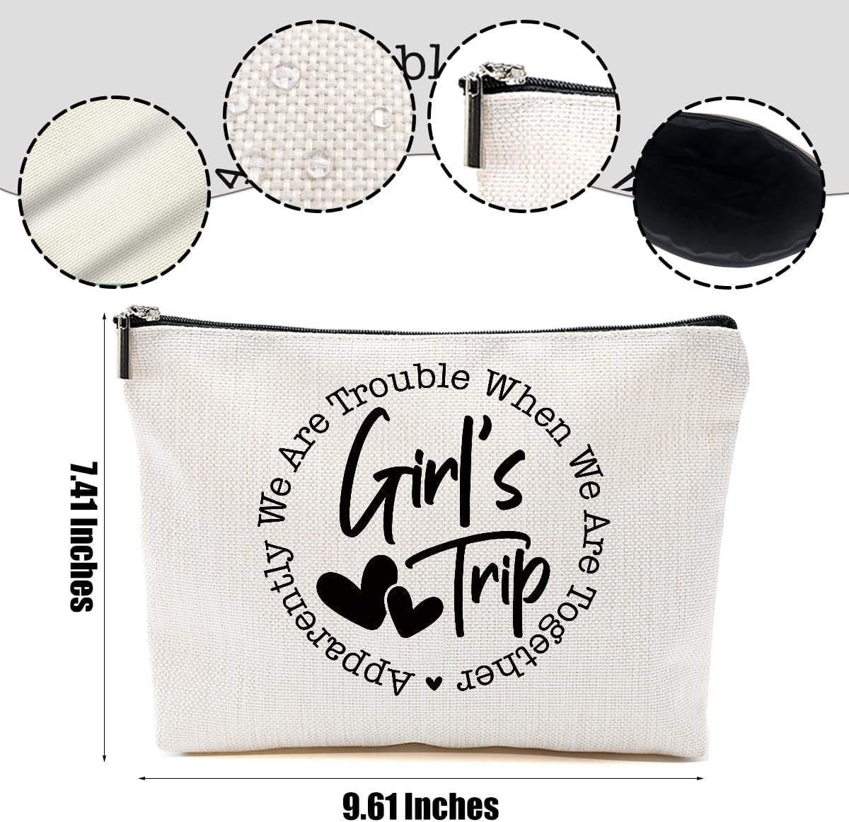 3Pcs Girls Trip Gifts Favors, 2025 Girls Weekend Gifts Makeup Bag, Vegas Gifts Weekend Bag Vacation Cosmetic Bag, Friendship Gifts for Women Bestie BFF, Graduation Wedding Gifts Toiletry Bag