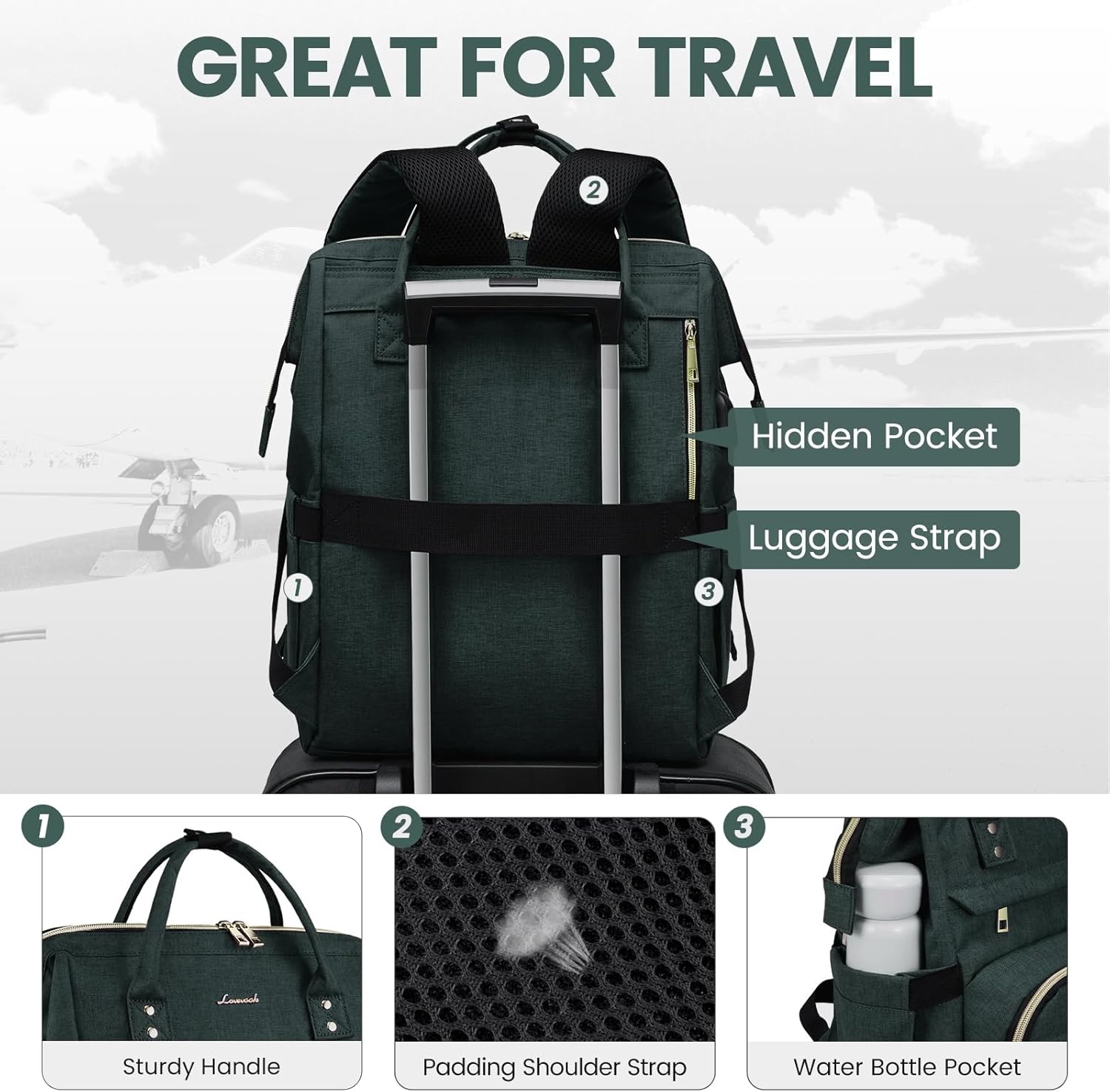 LOVEVOOK Laptop Backpack for Women,18 Inch Professional Womens Travel Backpack Purse Computer
