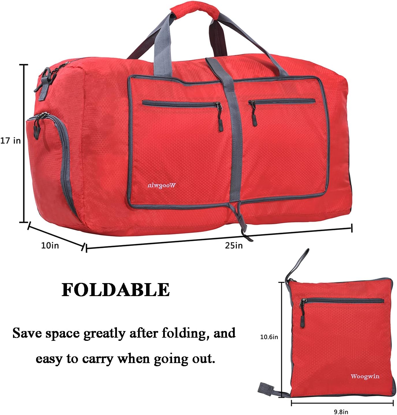 Woogwin Travel Duffel Bag Large Foldable Waterproof Overnight Bag for Beach Swim Bags Pool Sports