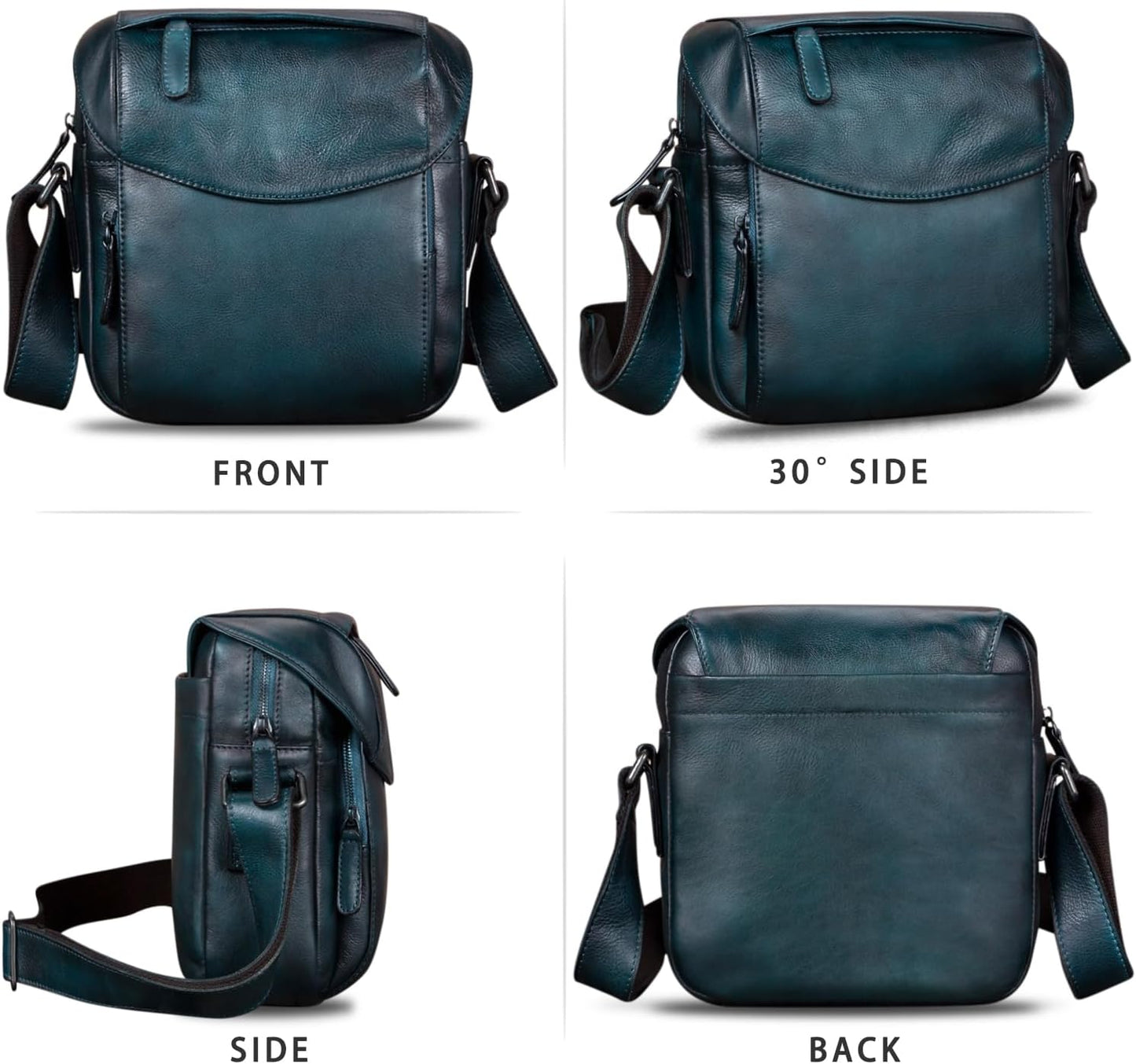 IVTG Genuine Leather Messenger Bag for Men Crossbody Shoulder Bag Satchel Casual Sling Daypack Work Business Daily Purse