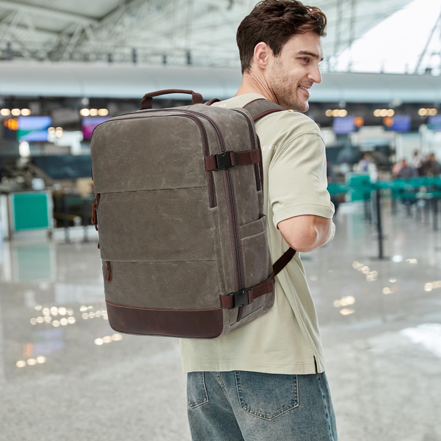 Travel Backpack for Men Carry On Backpack Flight Approved Personal Item Backpack, 18.4 inch Laptop