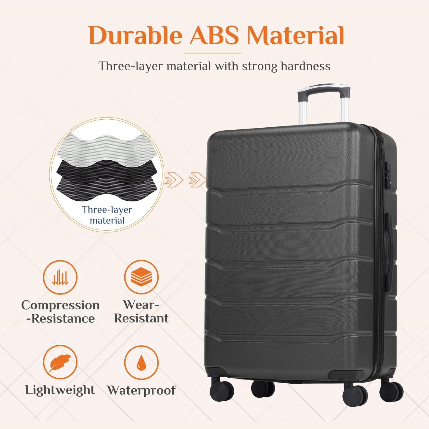 Sweetcrispy 21 Inch Carry On Luggage, Suitcase with Spinner Wheels