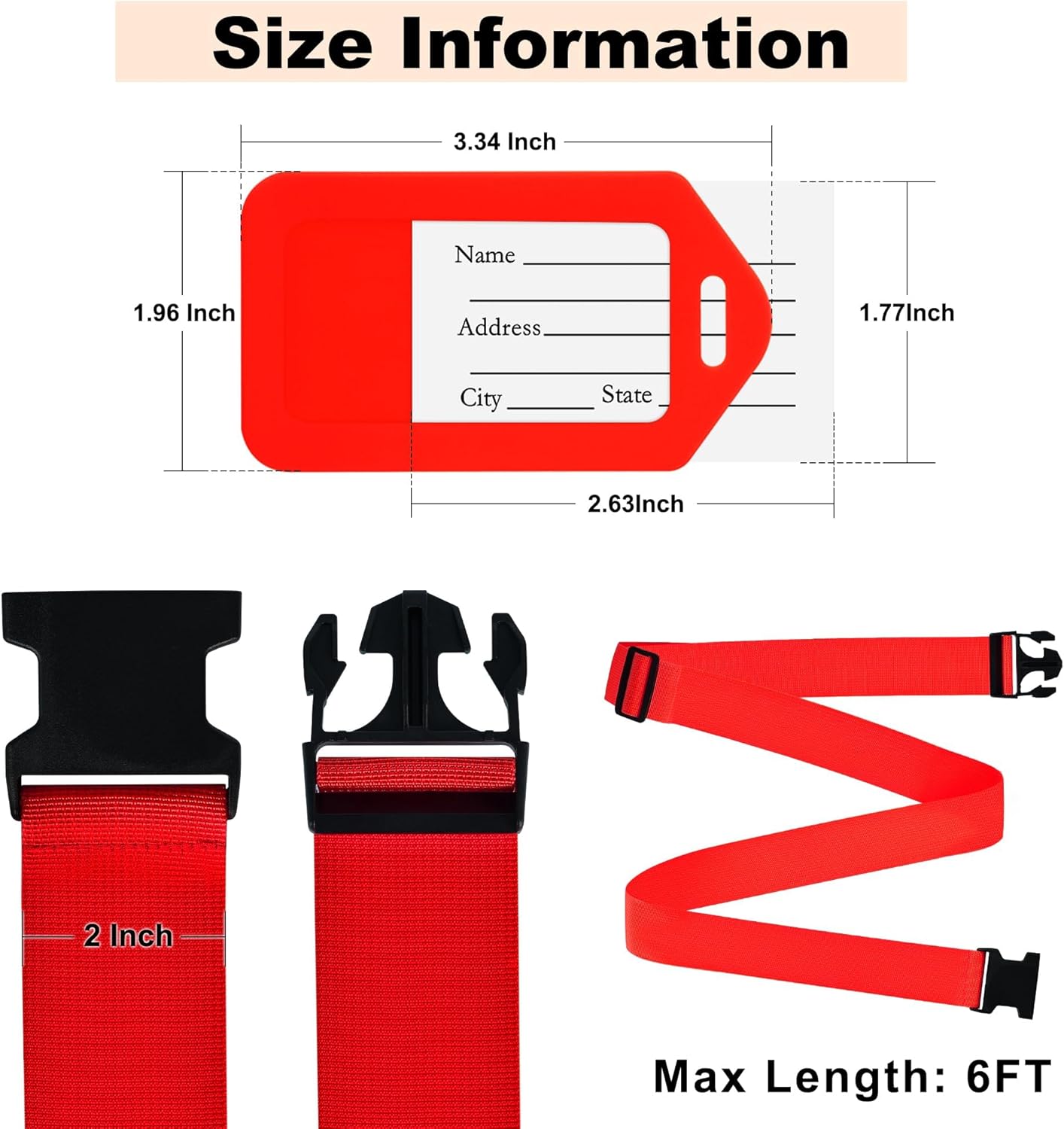 8 Pack Luggage Straps and Tags Set (4 Straps, 4 Tags), Luggage Straps for Suitcases TSA Approved