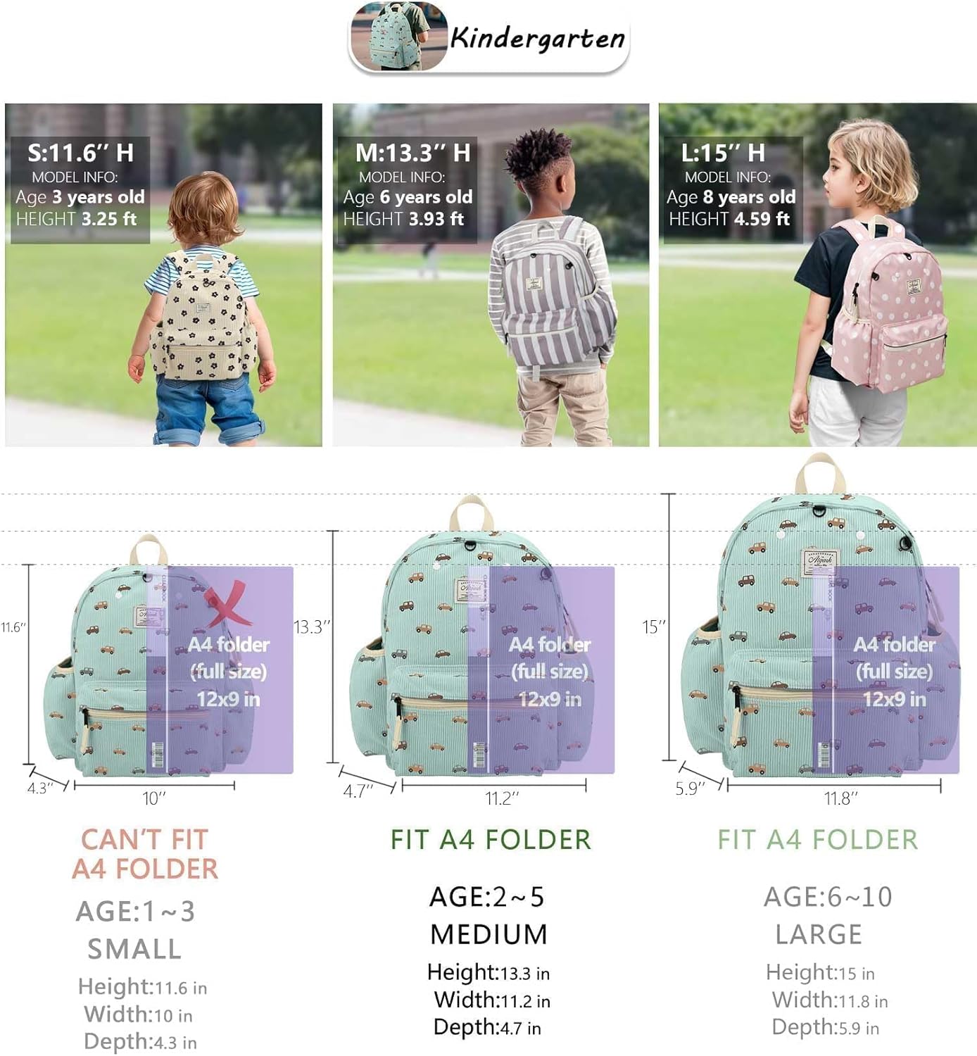 Corduroy Toddler Backpack for Boys 2-5: Preschool Backpack for Girls - Cute Kids Backpack 13.5" H