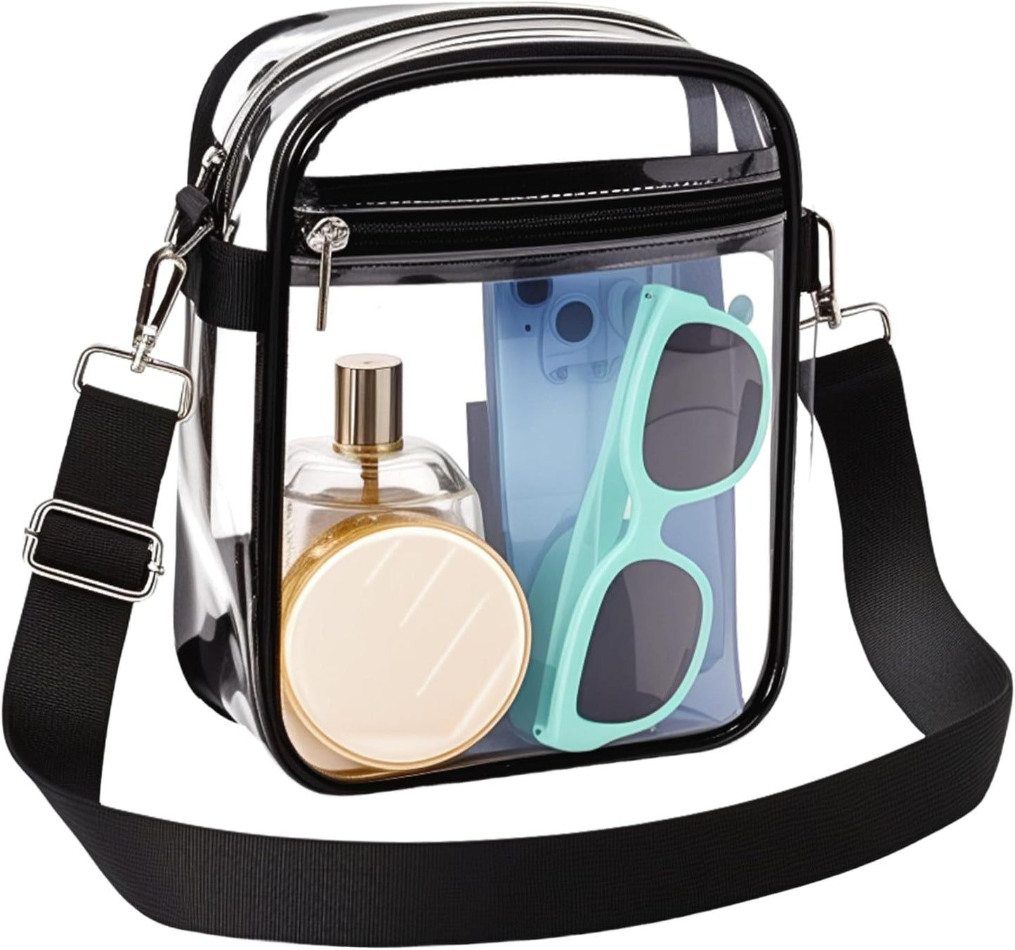 Clear Bag for Stadium Events, Clear Purse with Removable Strap, Messenger Bag for Concert Work Sports and Fetivals