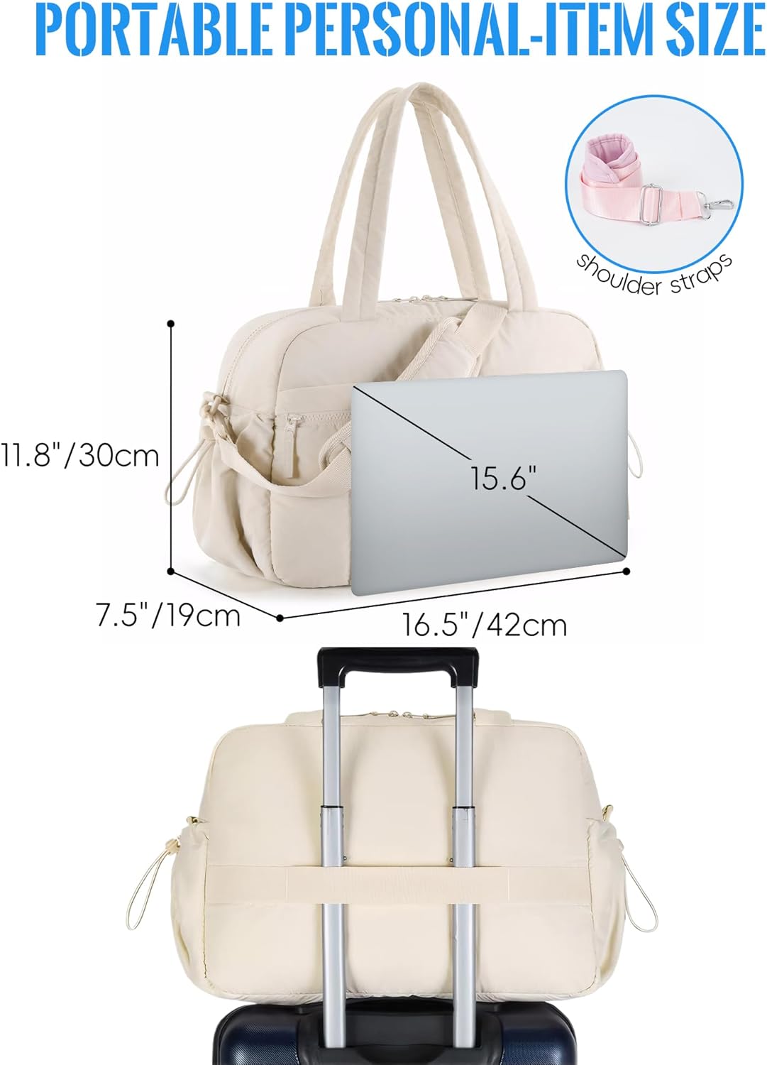 Duffle Bag for Travel Lightweight Carry on Weekender Duffel Bag Crossbody Bags for Women Water Resistant Beige