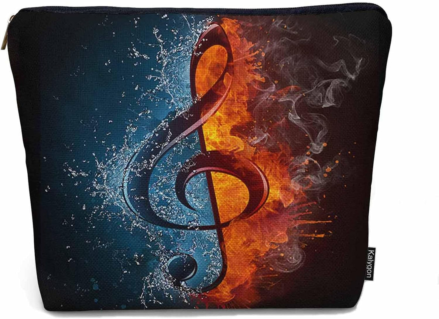 Treble Clef Cosmetic Travel Bag - Music Note Makeup Bag for Toiletry Items, Flax Material, Birthday Gift