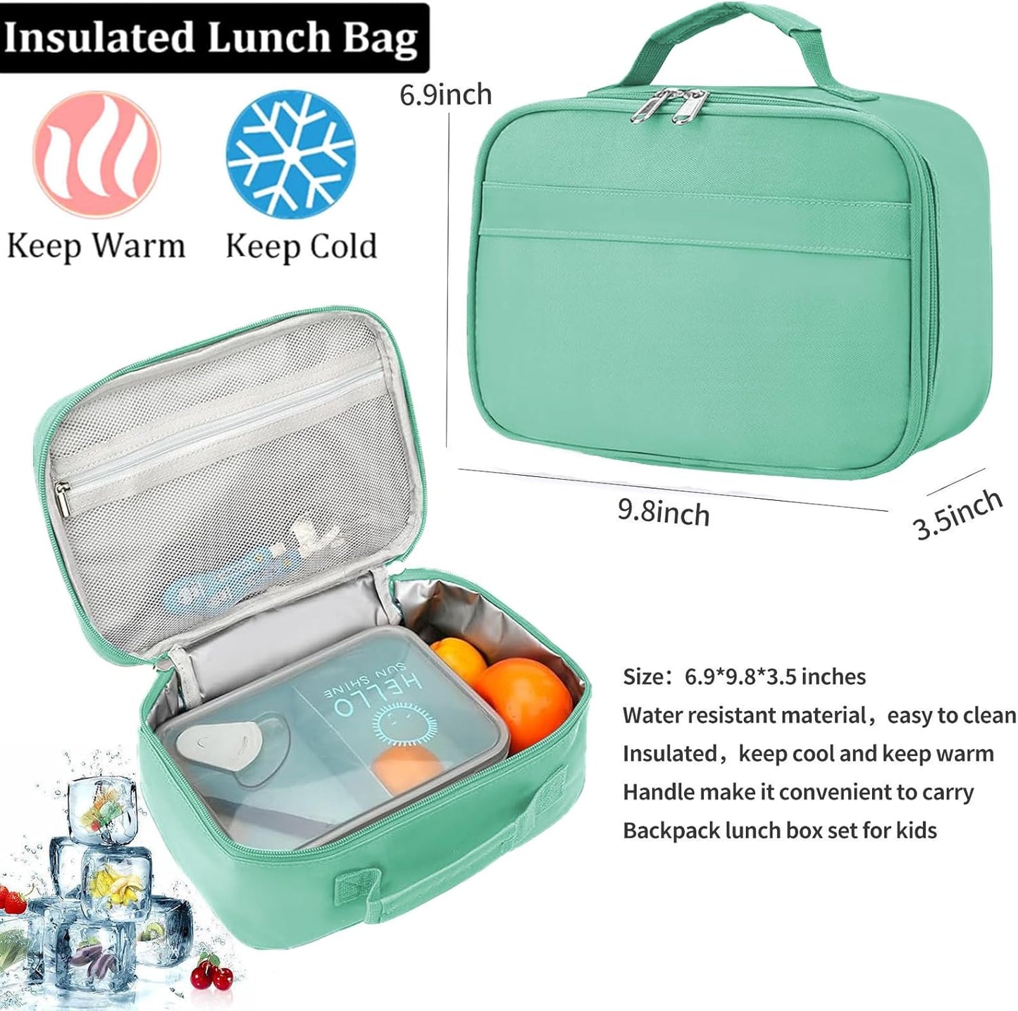 Preschool Backpack Kindergarten Toddler School Backpacks Primary School Backpack for Boys and Girls with Chest Buckle (Set Light Green, Large-17 H)