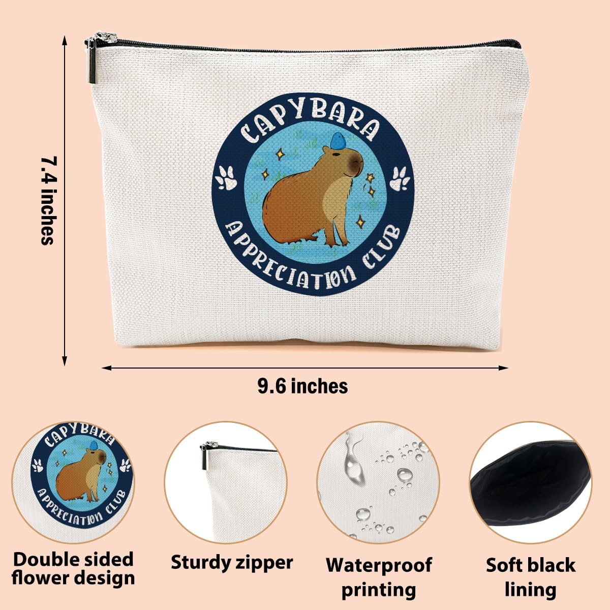 Capybara Makeup Bag, Capybara Gifts for Women, Capybara Lovers Cosmetic Bag Travel Organizer Bags Makeup Pouch, Capybara Stuff Animal Lovers Gifts for Girls Best Friend Christmas birthday Gifts