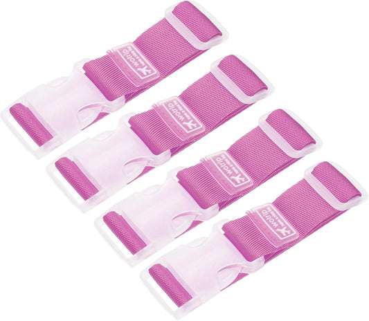 uxcell 4Pcs Add A Bag Luggage Strap, 4-12 Inch Adjustable Suitcase Belt Travel Accessories, Luggage Connector for Carry-on Baggage, Rose Red