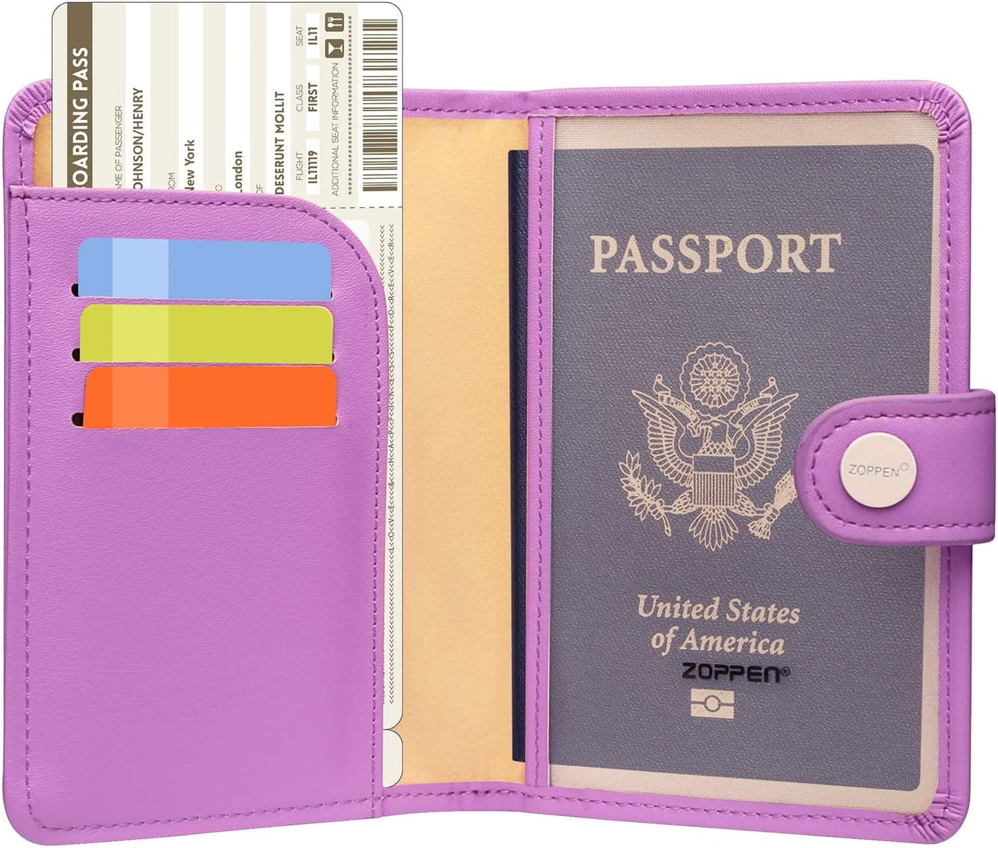 ZOPPEN Passport Holder Women, Passport Cover Travel Wallet Rfid Blocking Passport Wallet Cover Case Travel Essentials Document Organizer, Violet Purple