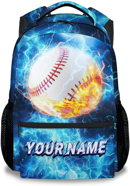 School Backpack for Boys - Personalized Baseball Backpacks for Kids - Custom Youth Bookbag with Name - Durable School Bag for Primary(17 Inch)