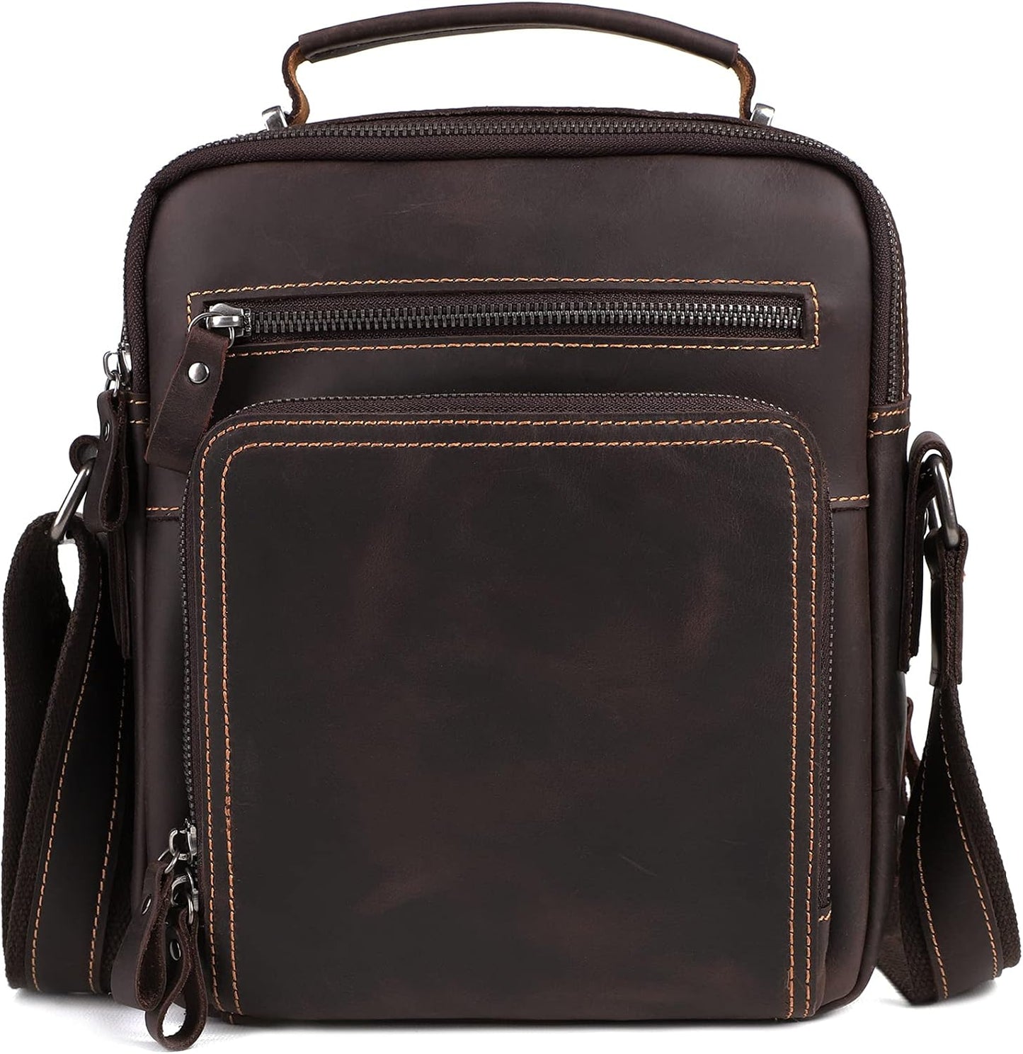Genuine Leather Small Messenger Bag for Men Vintage Shoulder Crossbody Bags for Work Business Travel
