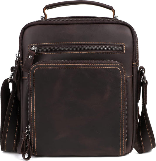Genuine Leather Small Messenger Bag for Men Vintage Shoulder Crossbody Bags for Work Business Travel