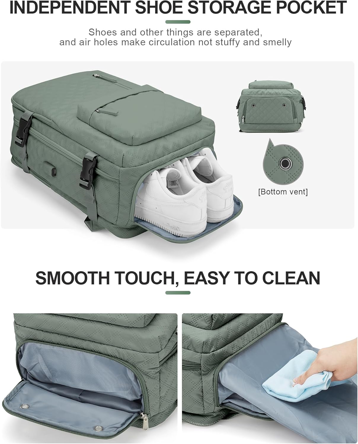 VGCUB Large Travel Backpack for Women Men, Carry on Backpack Airline Approved Gym Backpack Waterproof Business Laptop Daypack,Army Green