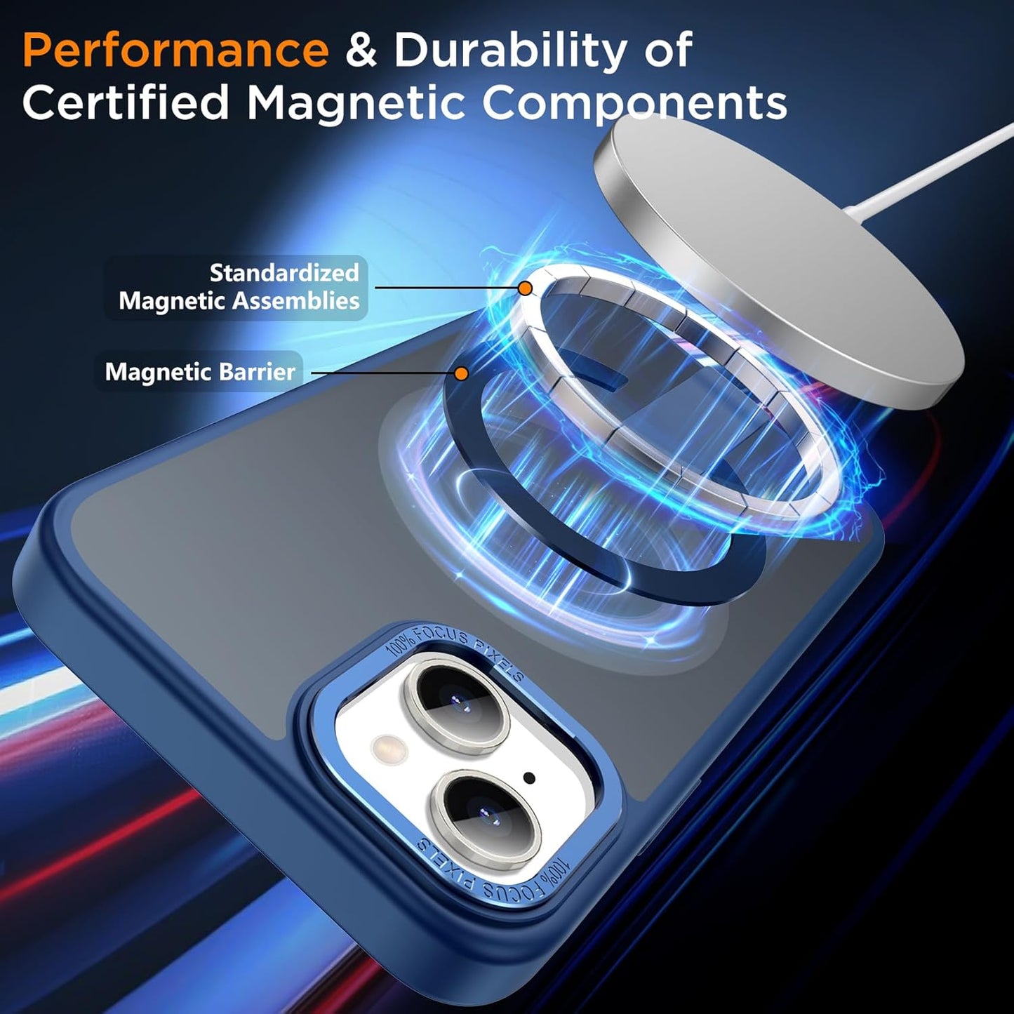 for iPhone 13 Case with Kickstand, [Invisible Stand] Compatible with MagSafe, Anti-Slip Shockproof Military-Grade Protection, Magnetic Slim Translucent Phone Case for iPhone 13 Cover (Blue)