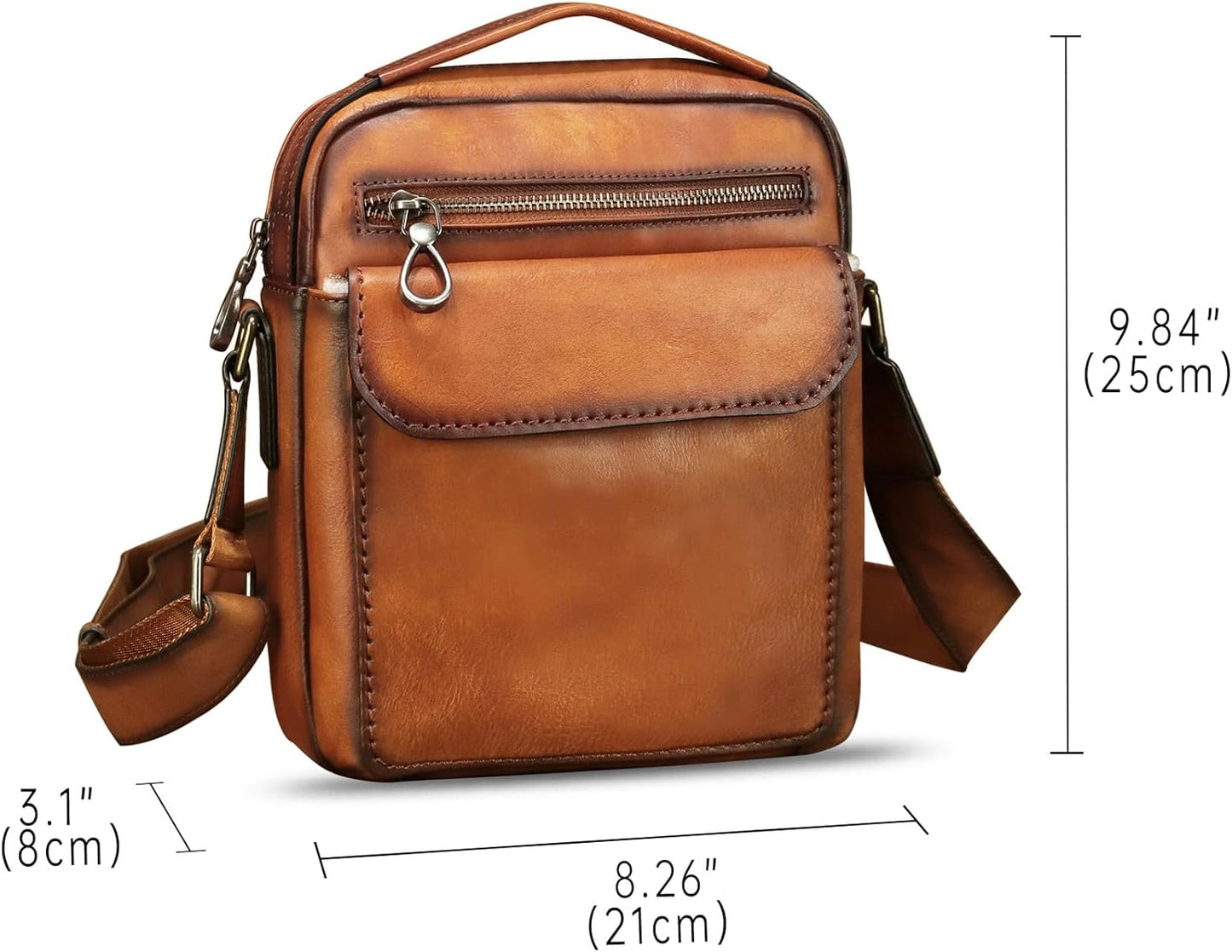 Genuine Leather Messenger Bag for Men Shoulder Crossbody Bag Vintage Man Purse Satchel Handbag