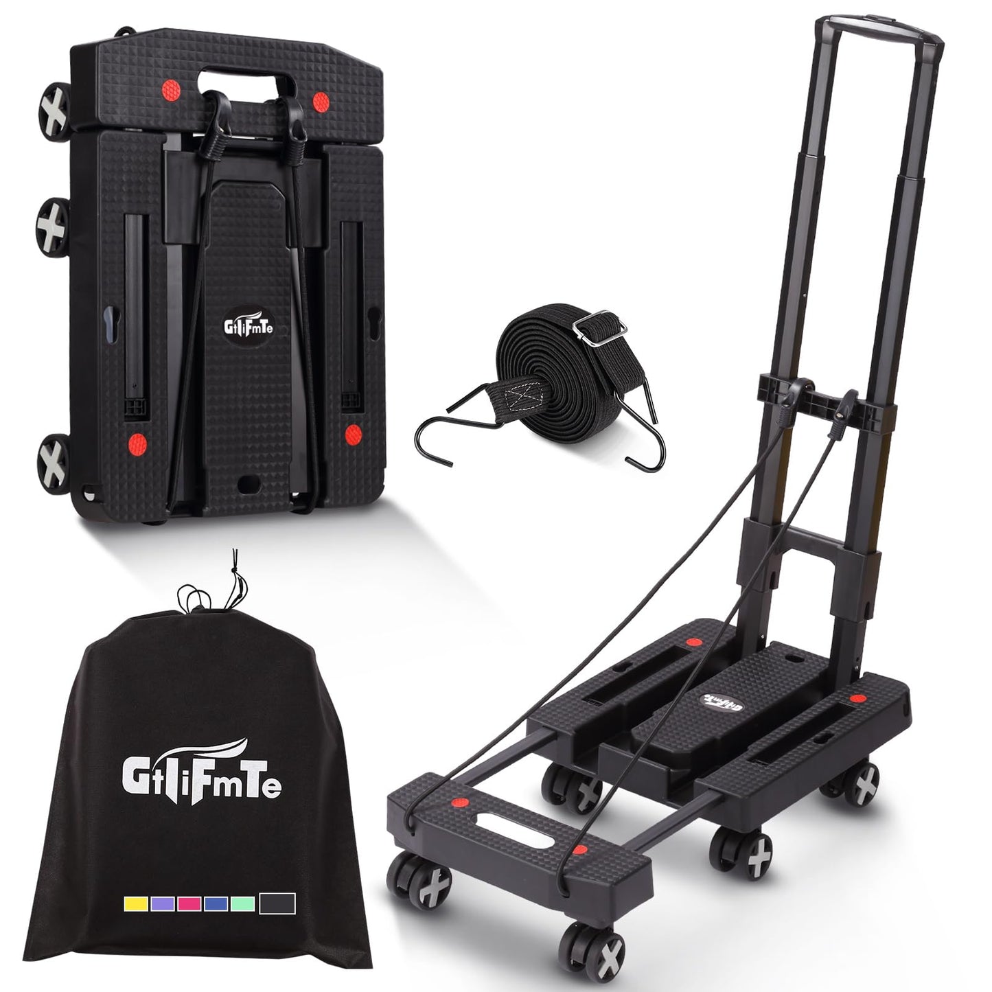 GtIiFmTe Foldable Hand Truck, Lightweight Luggage Cart for Airport Car Seat