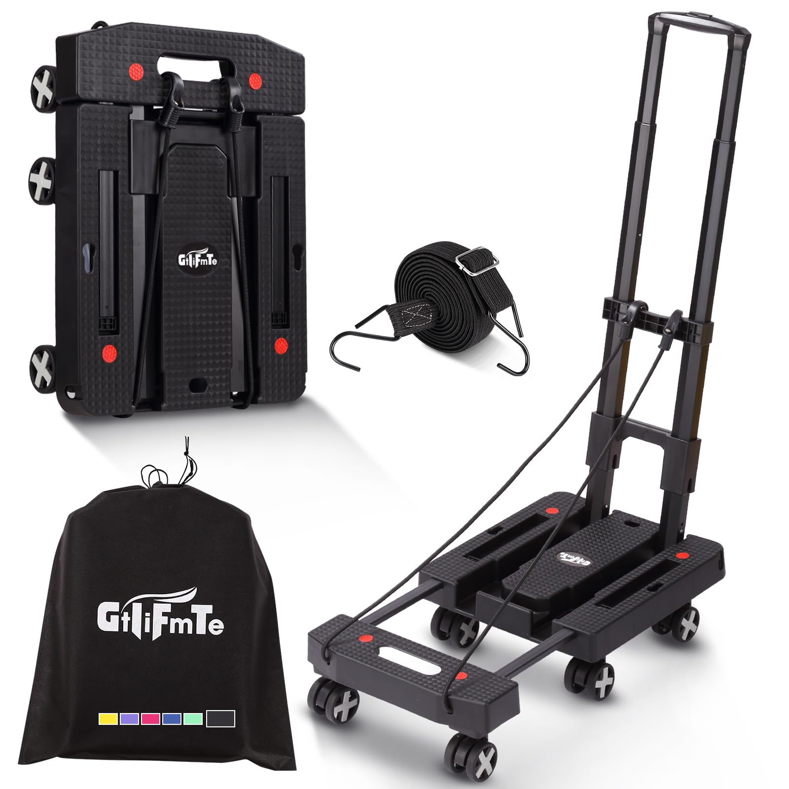 GtIiFmTe Foldable Hand Truck, Lightweight Luggage Cart for Airport Car Seat