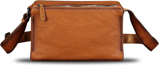 Genuine Leather Messenger Bag for Men Vintage Real Soft Leather Shoulder Bag Crossbody Bag Satchael Purse