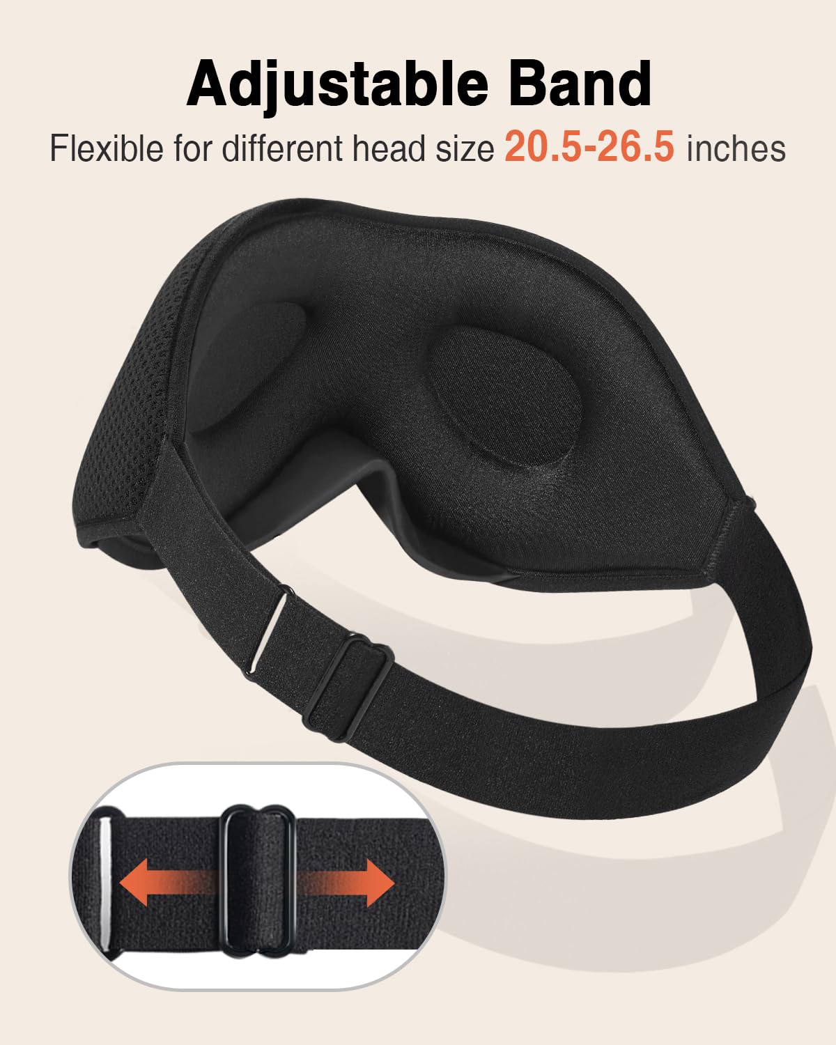 MABAO Sleep Mask for Side Sleeper, Eye Mask for Sleeping Women Men, Black